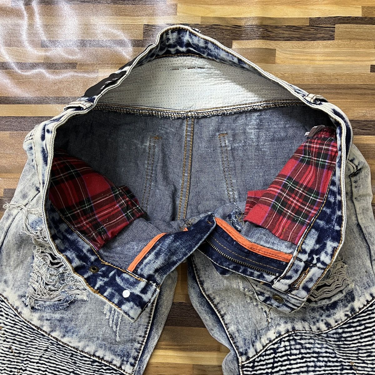Vintage Distressed Biker Denim Mashup Made In Japan