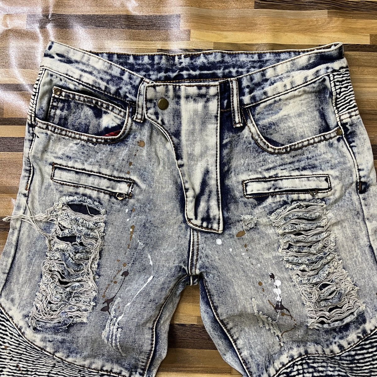 Vintage Distressed Biker Denim Mashup Made In Japan