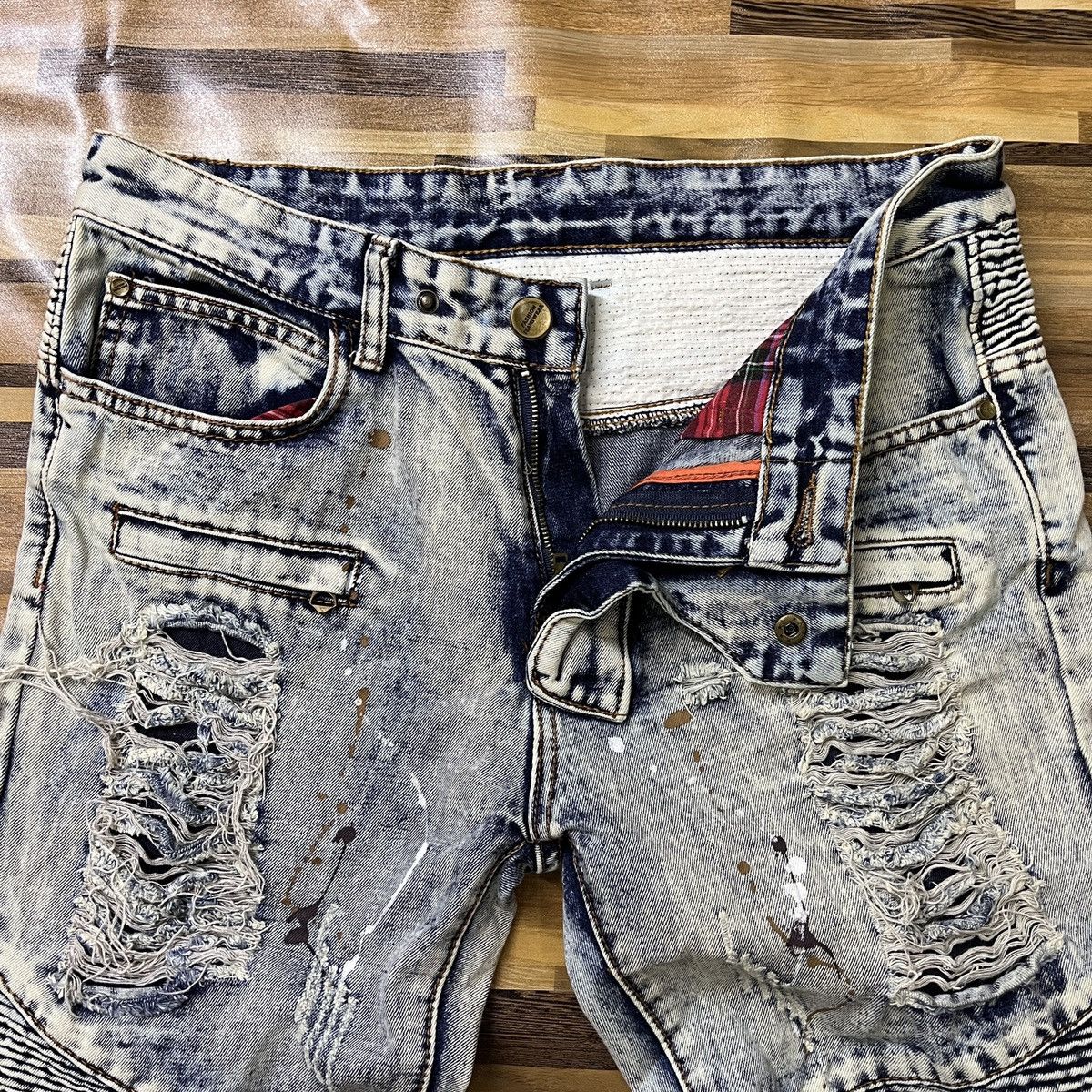 Vintage Distressed Biker Denim Mashup Made In Japan