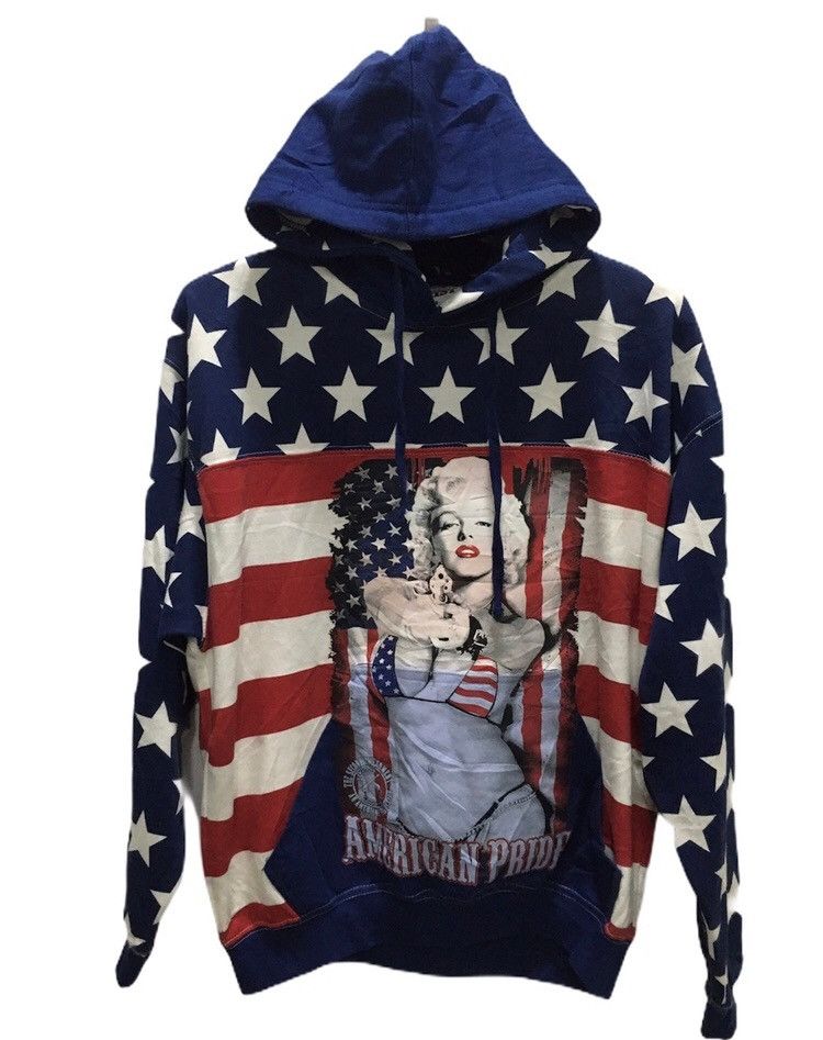Other 🔥STEALS🔥Marliyn Monroe Big Photo with American Flag Size US M / EU 48-50 / 2 - 1 Thumbnail