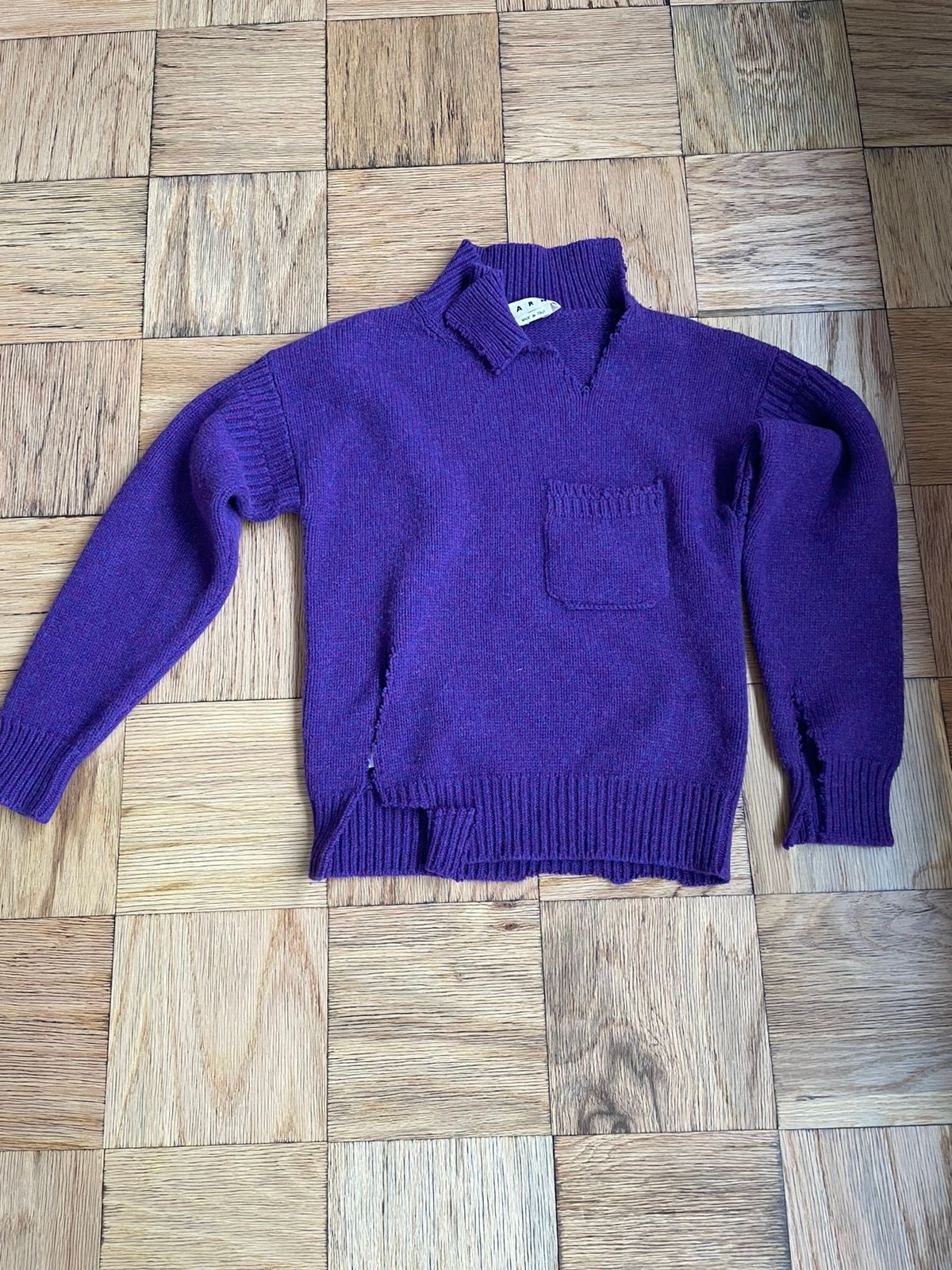 Pre-owned Marni Distressed Sweater In Purple