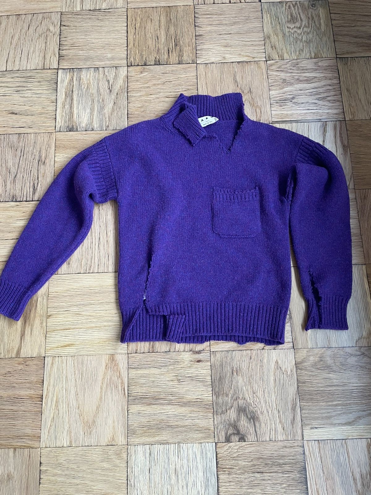 image of Marni Distressed Sweater in Purple, Men's (Size Medium)