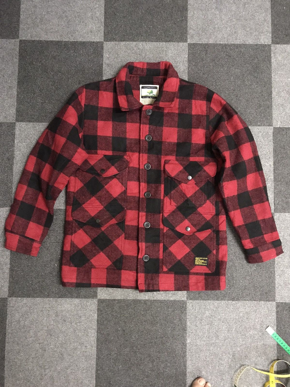 Vintage JW32 Elesian Wind Mackinaw Militar Buffalo Plaid Wool Jacket Size US M / EU 48-50 / 2 - 1 Thumbnail