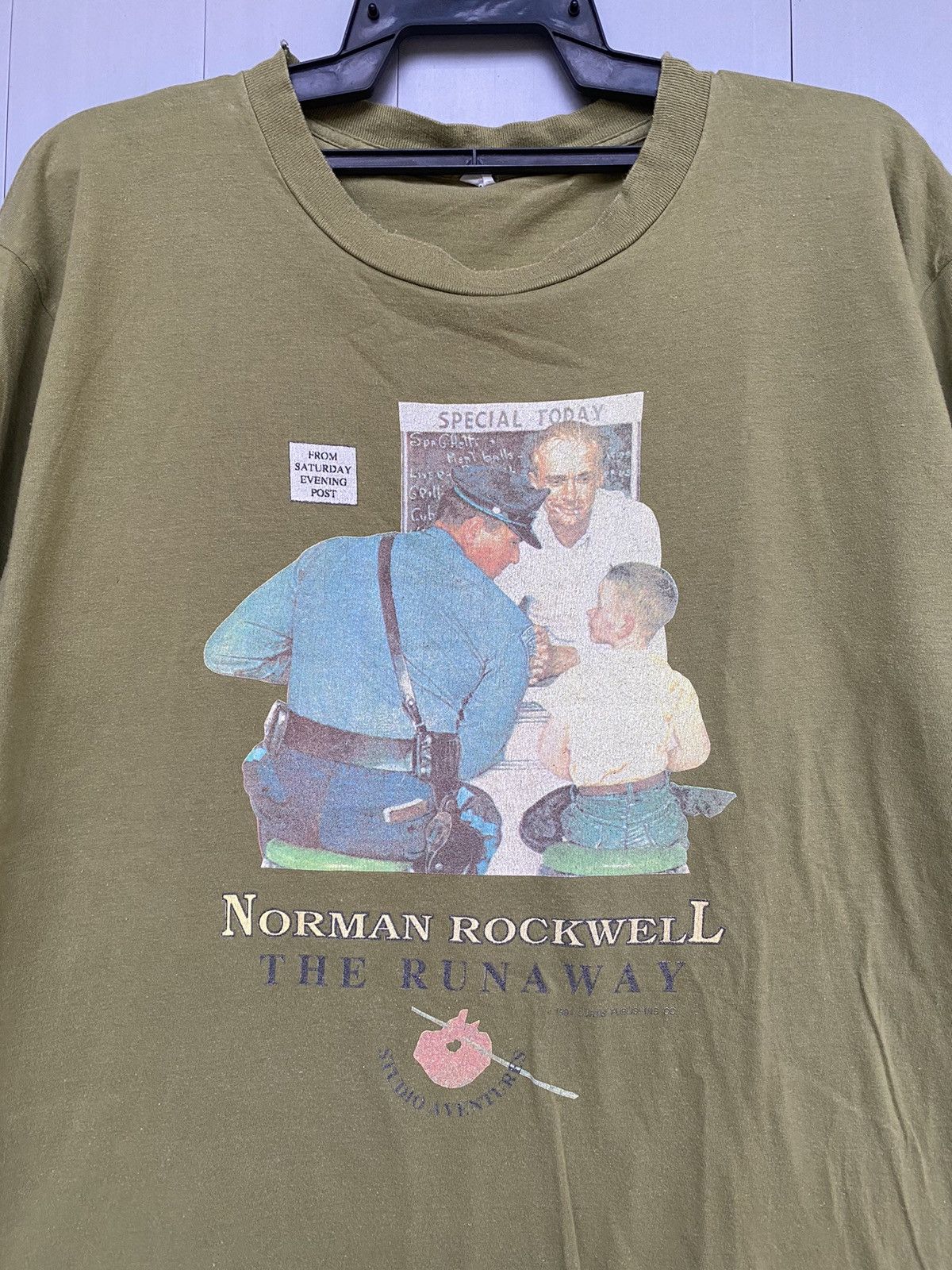 Vtg 90s Norman Rockwell American Art Artist Artwork t shirt - Tops