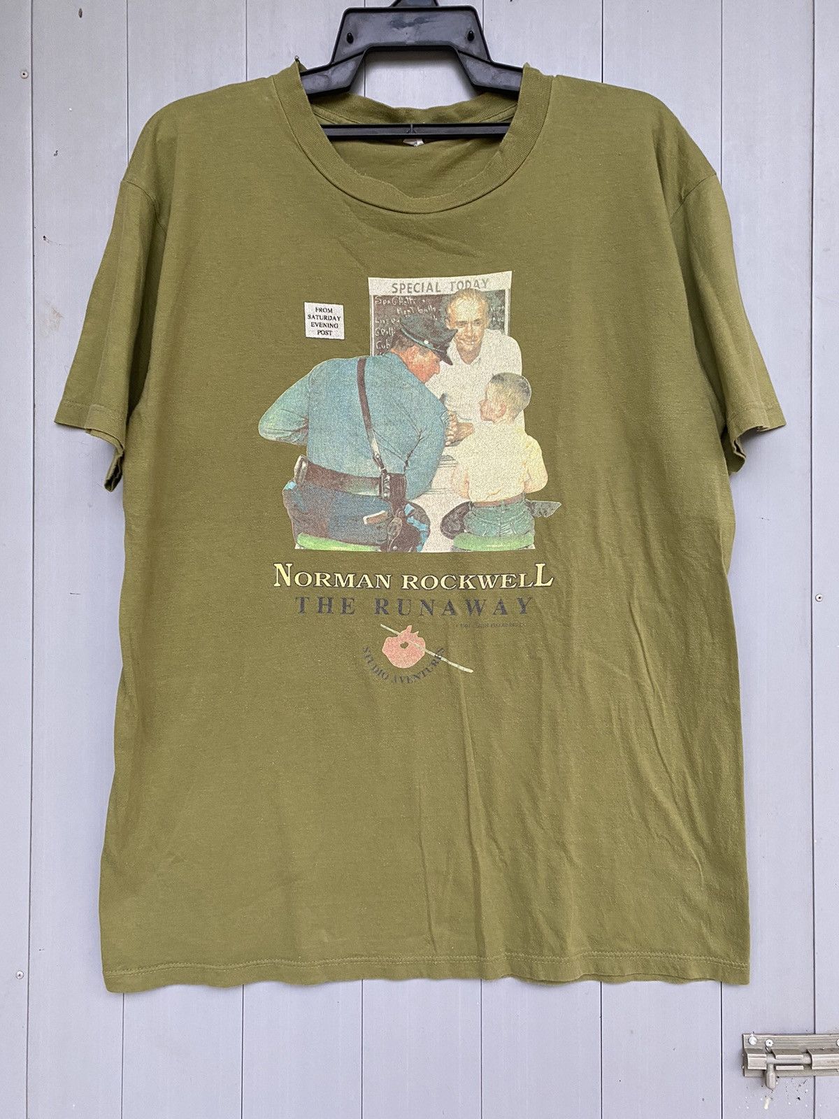 Vtg 90s Norman Rockwell American Art Artist Artwork t shirt - Tops