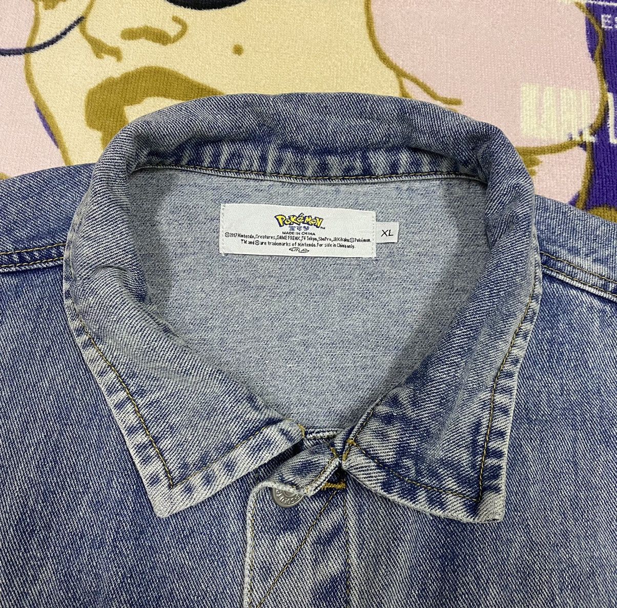 Pokemon Rare🔥POKEMON Denim Jacket x Very Rare Design Size US XL / EU 56 / 4 - 3 Thumbnail