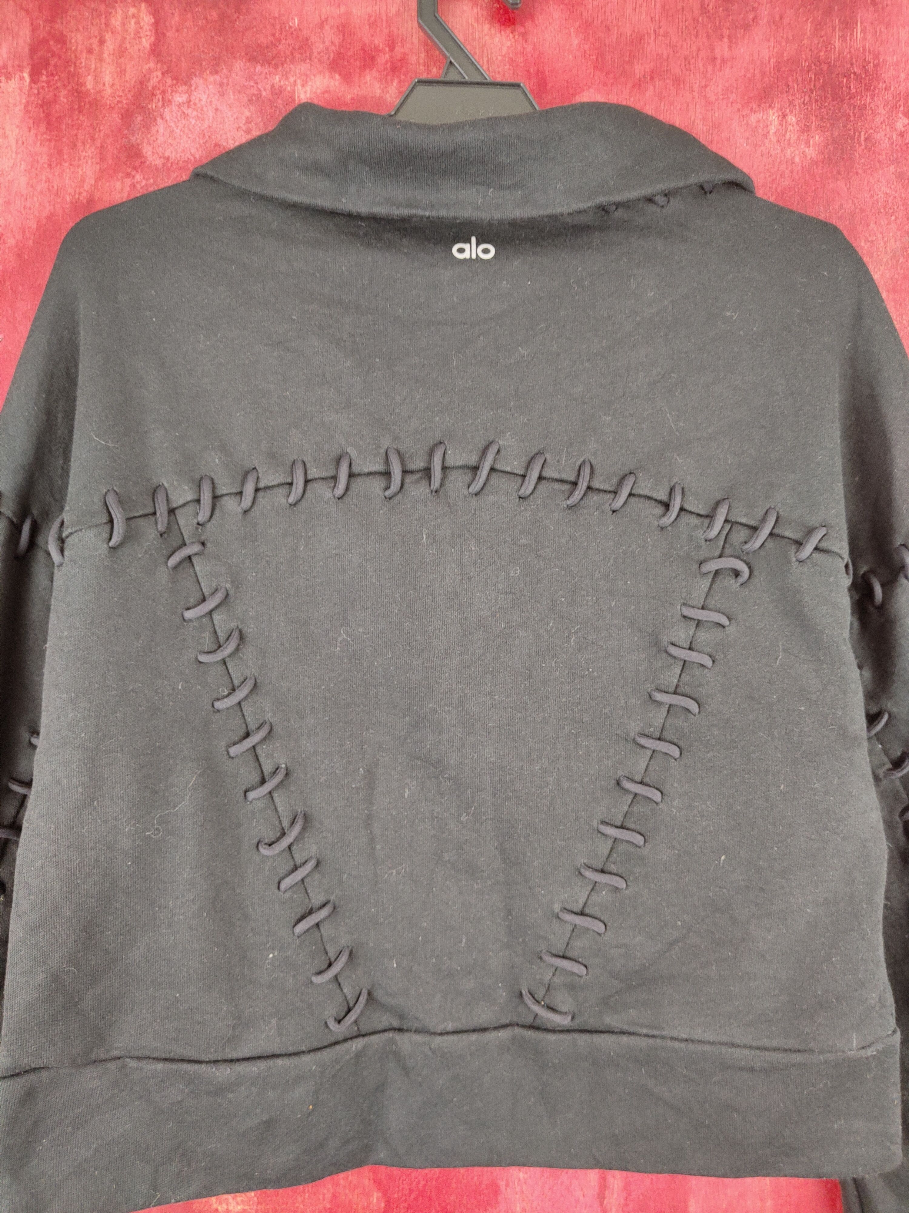 Alo Alo Black big stitch Knitwear sweater Crop Tops #229B Size S / US 4 / IT 40 - 10 Thumbnail