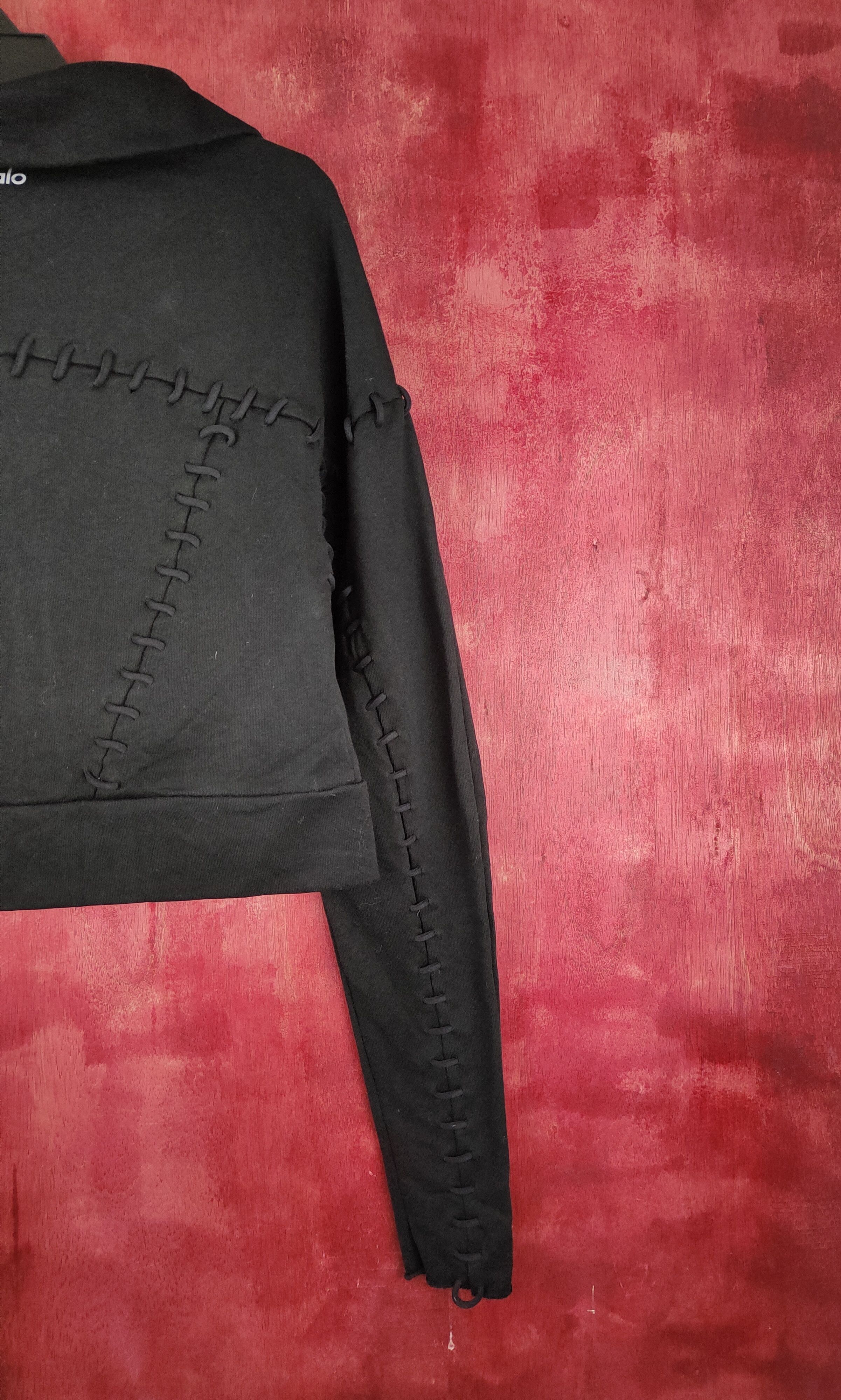 Alo Alo Black big stitch Knitwear sweater Crop Tops #229B Size S / US 4 / IT 40 - 15 Thumbnail