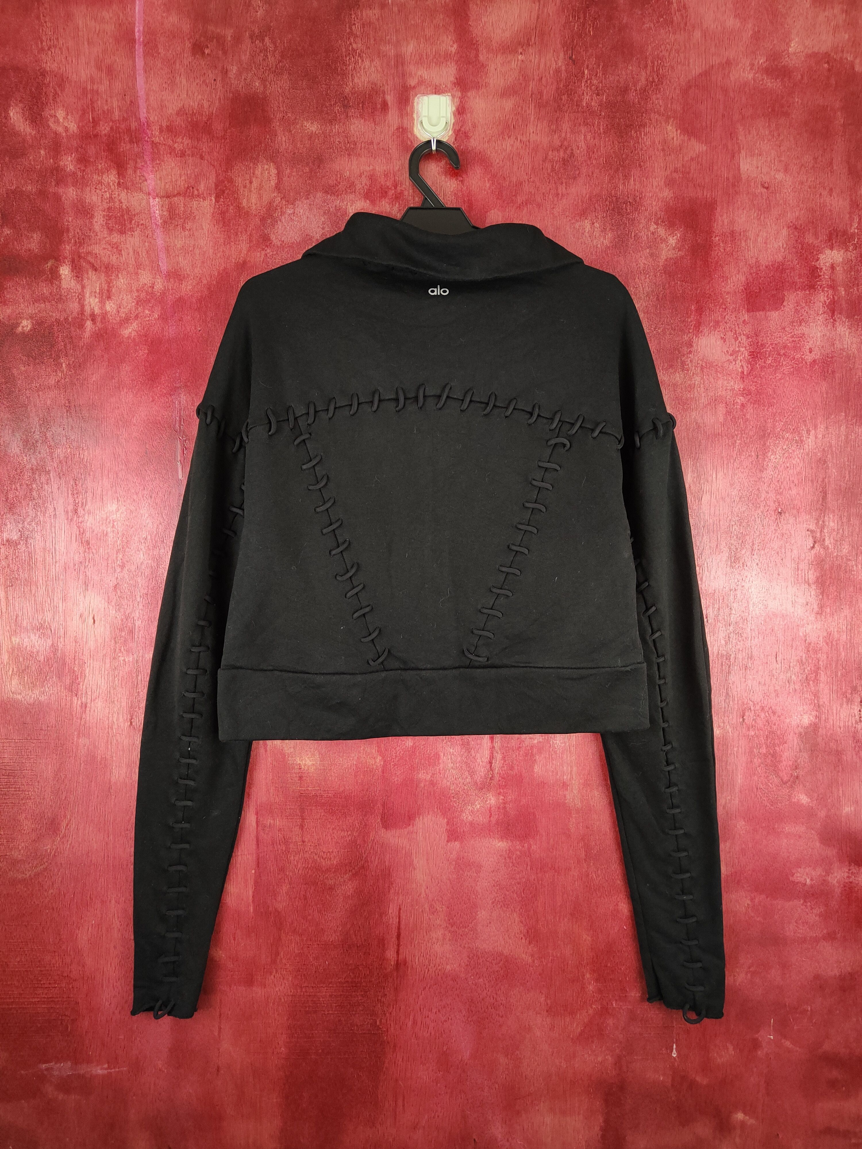 Alo Alo Black big stitch Knitwear sweater Crop Tops #229B Size S / US 4 / IT 40 - 9 Thumbnail