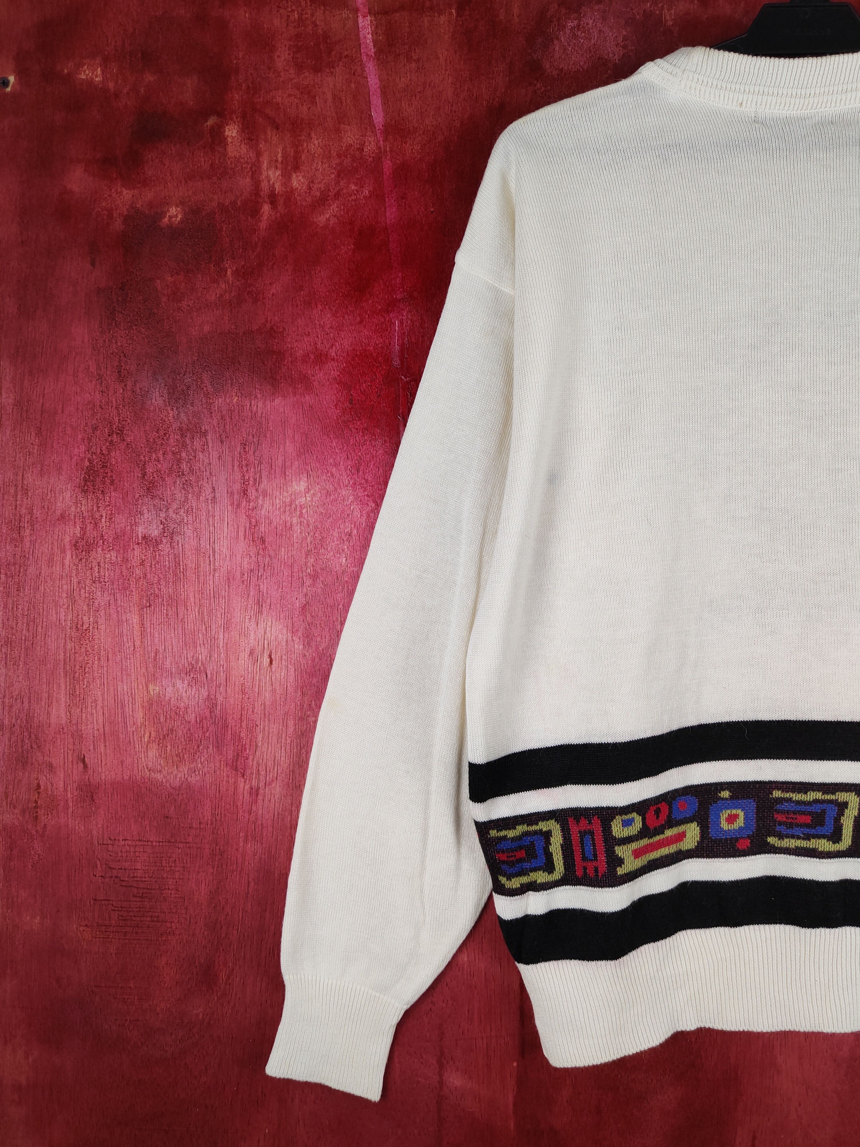 Japanese Brand Crude Heart embroidered White Knitwear Sweatshirt #240B Size US M / EU 48-50 / 2 - 9 Thumbnail