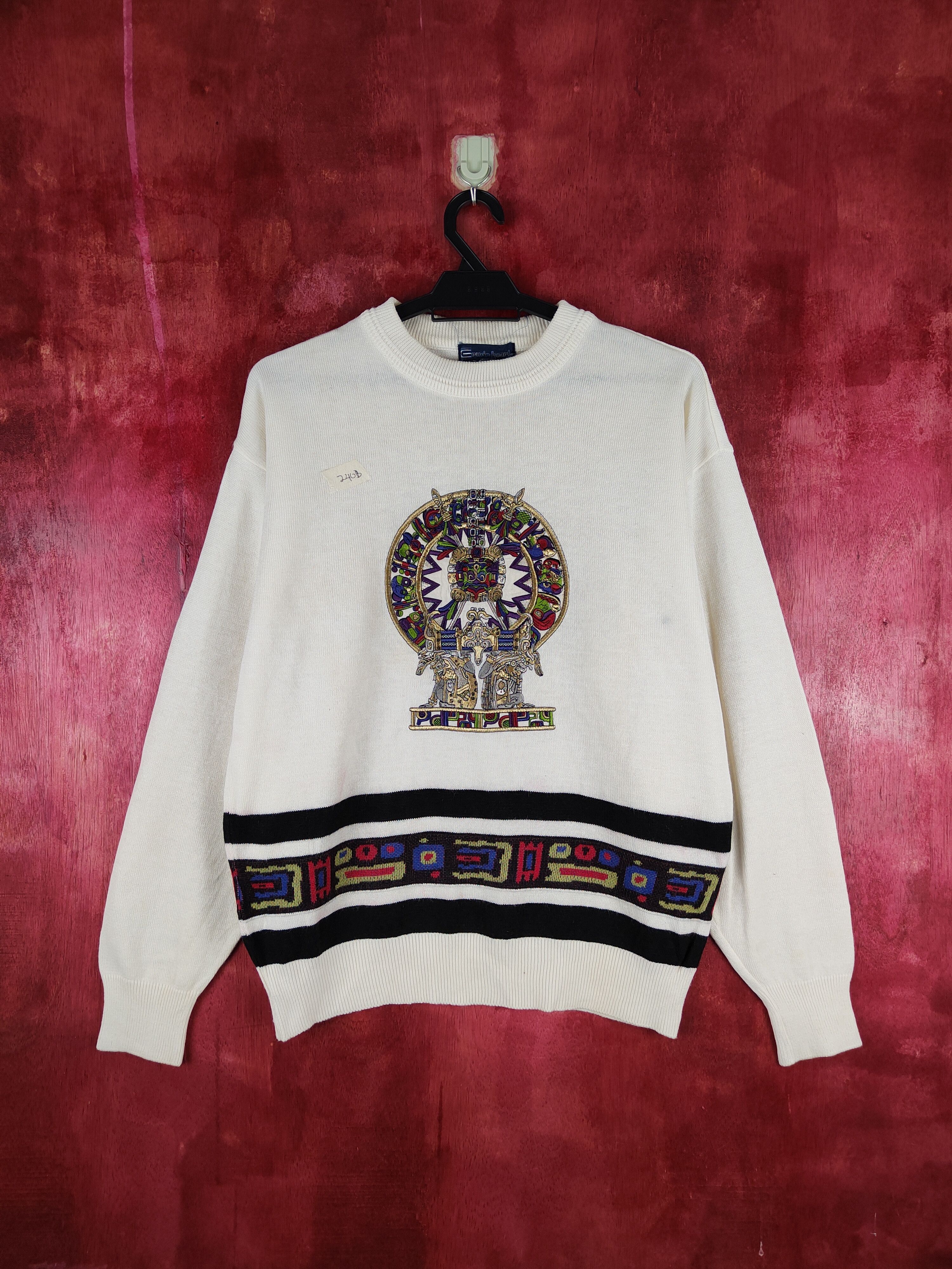 Japanese Brand Crude Heart embroidered White Knitwear Sweatshirt #240B Size US M / EU 48-50 / 2 - 1 Thumbnail