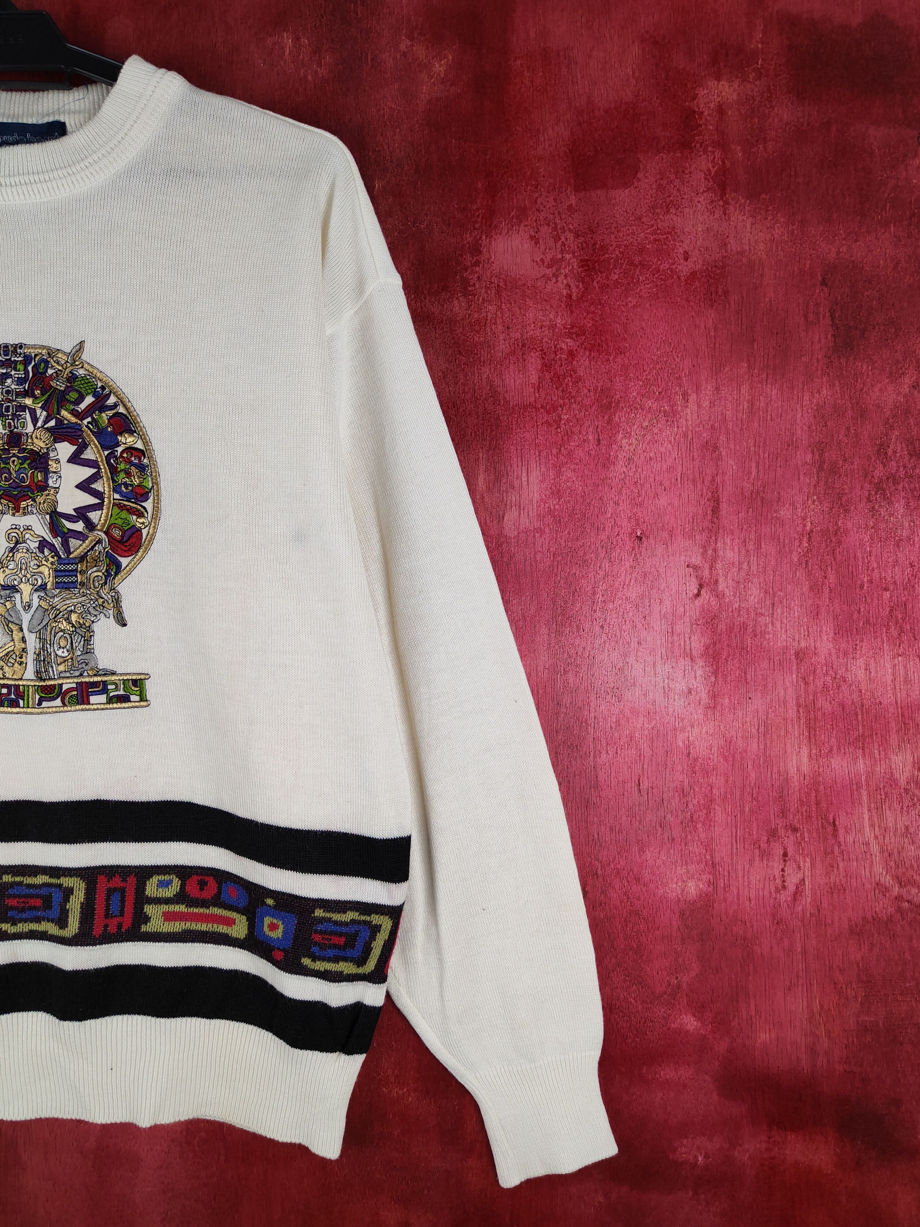 Japanese Brand Crude Heart embroidered White Knitwear Sweatshirt #240B Size US M / EU 48-50 / 2 - 6 Thumbnail