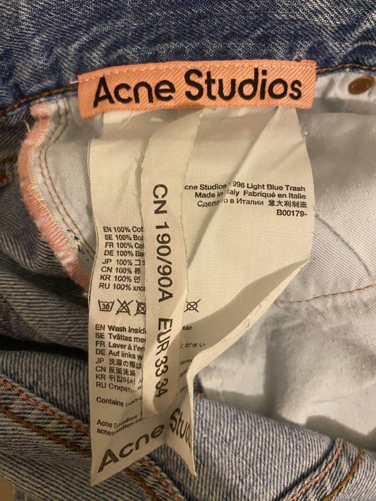 Acne Studios 1996 Light blue trash denim Size US 33 - 4 Thumbnail