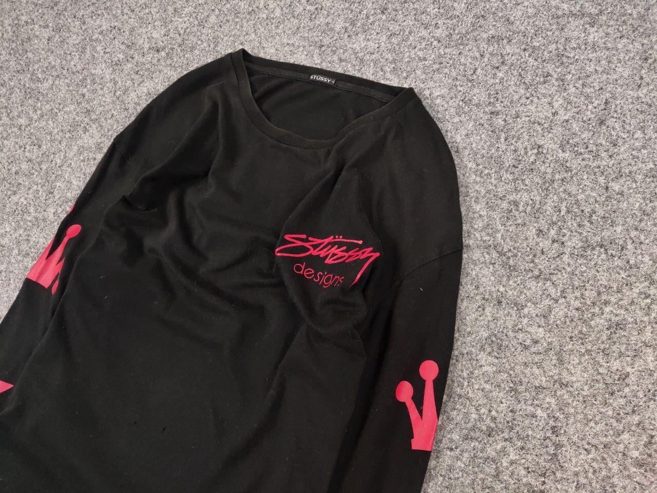 Stussy Vintage 90's Stussy Design Black Long Sleeve Red Logos Size US M / EU 48-50 / 2 - 4 Thumbnail