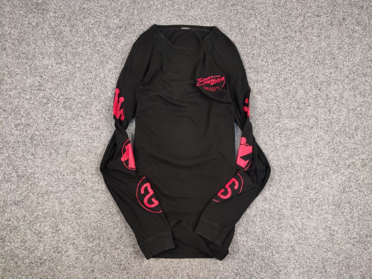Stussy Vintage 90's Stussy Design Black Long Sleeve Red Logos Size US M / EU 48-50 / 2 - 13 Thumbnail