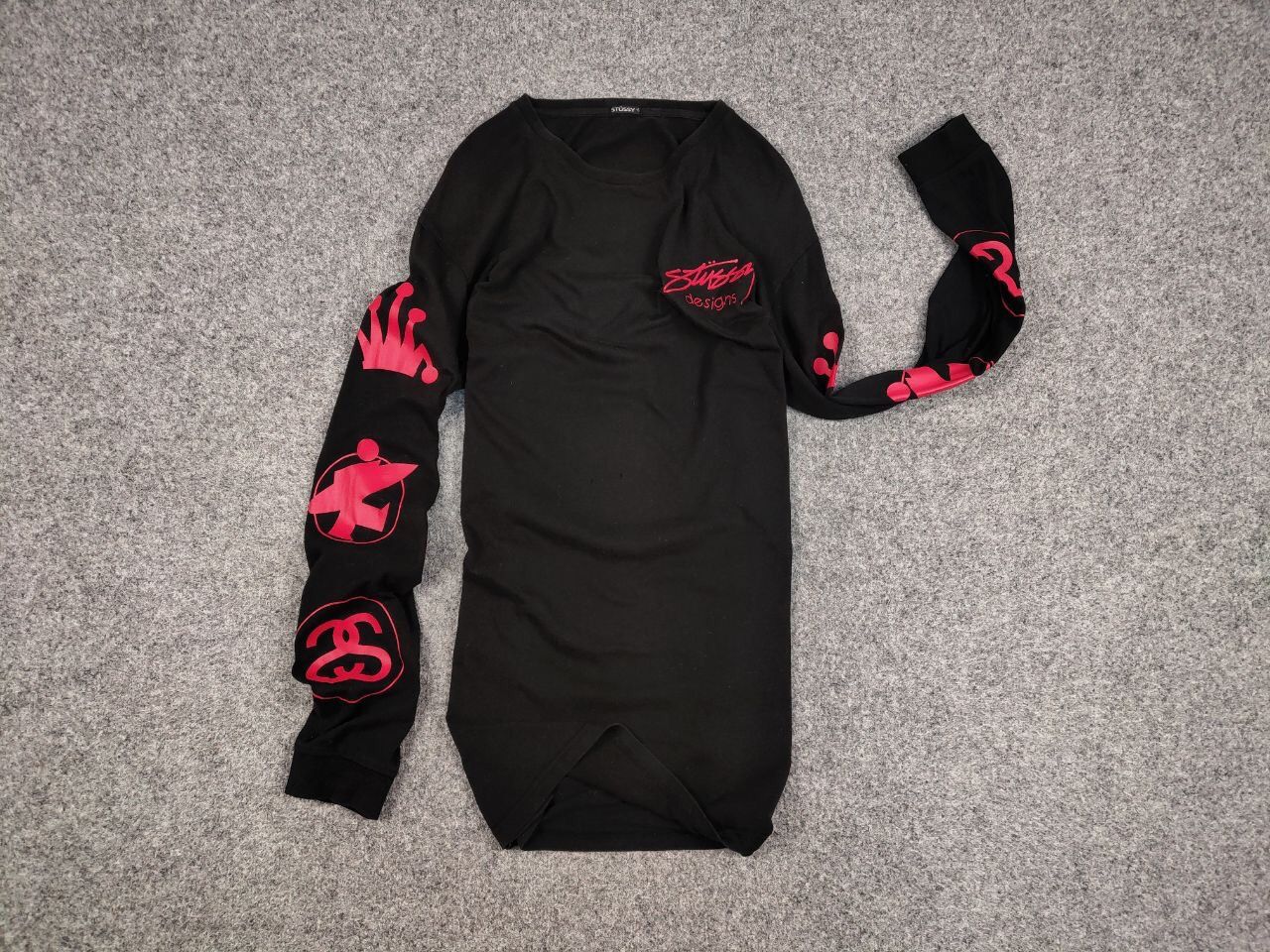 Stussy Vintage 90's Stussy Design Black Long Sleeve Red Logos Size US M / EU 48-50 / 2 - 15 Thumbnail