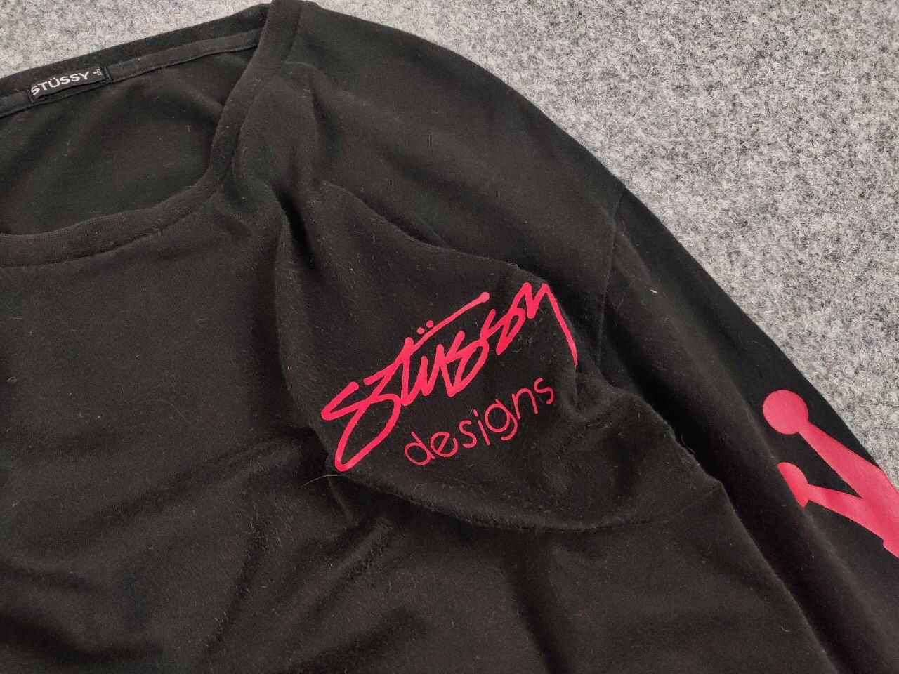 Stussy Vintage 90's Stussy Design Black Long Sleeve Red Logos Size US M / EU 48-50 / 2 - 11 Thumbnail