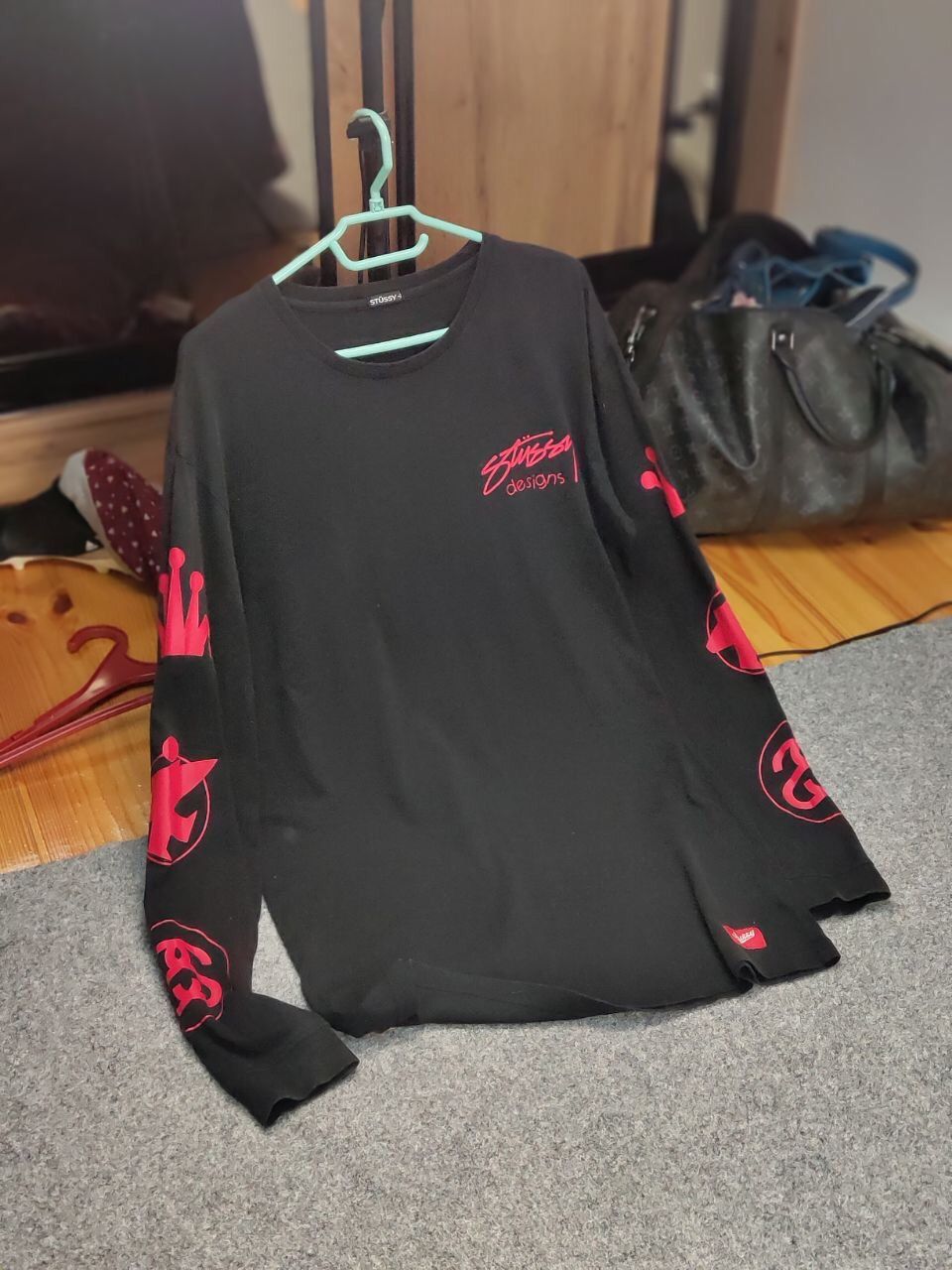 Stussy Vintage 90's Stussy Design Black Long Sleeve Red Logos Size US M / EU 48-50 / 2 - 21 Thumbnail