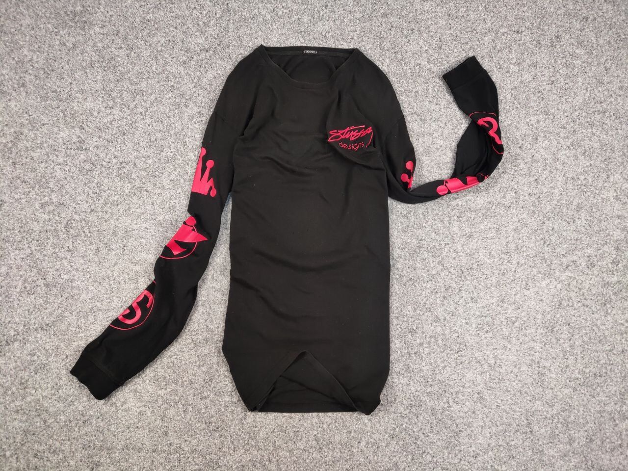 Stussy Vintage 90's Stussy Design Black Long Sleeve Red Logos Size US M / EU 48-50 / 2 - 14 Thumbnail