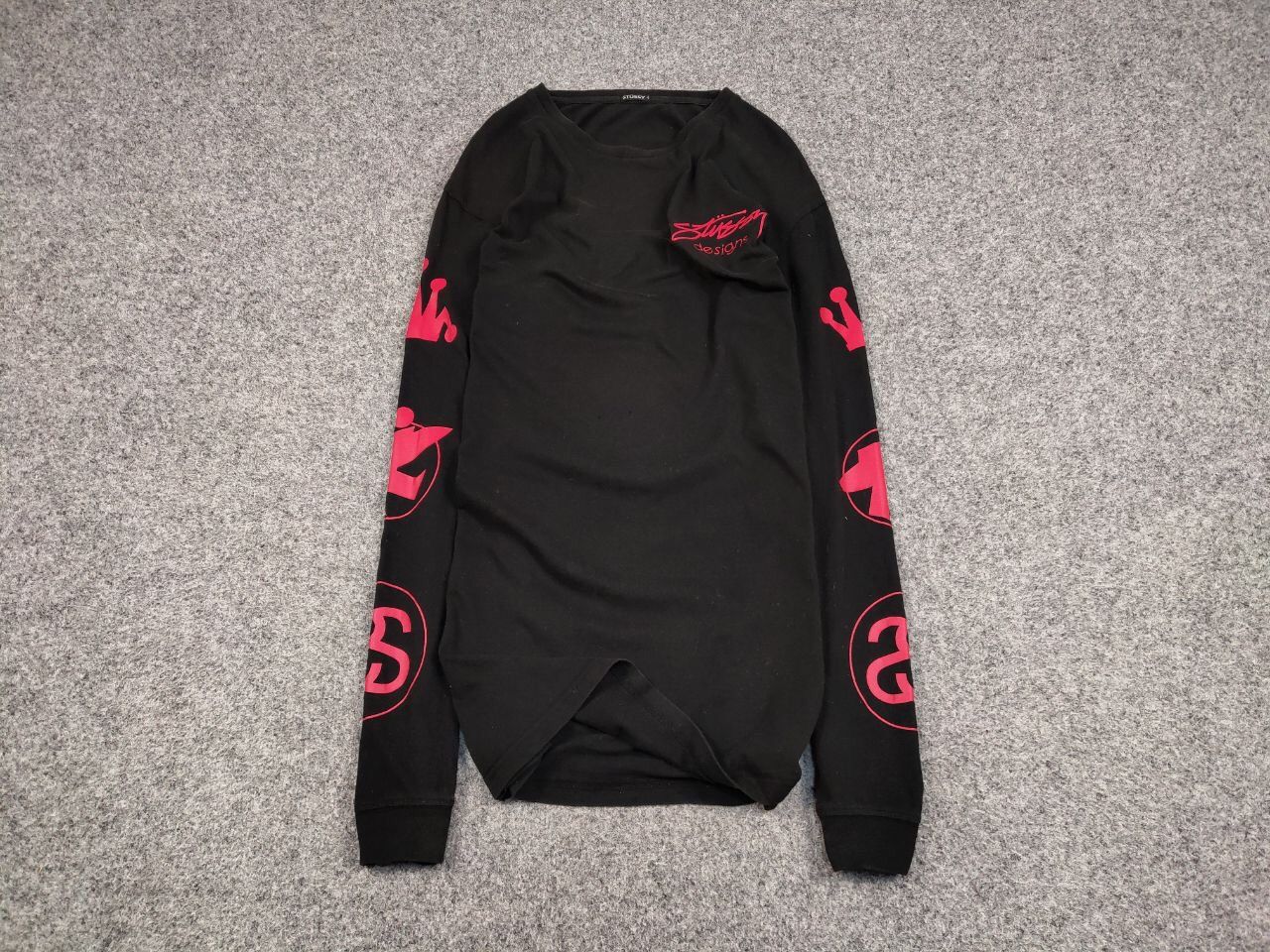 Stussy Vintage 90's Stussy Design Black Long Sleeve Red Logos Size US M / EU 48-50 / 2 - 2 Thumbnail