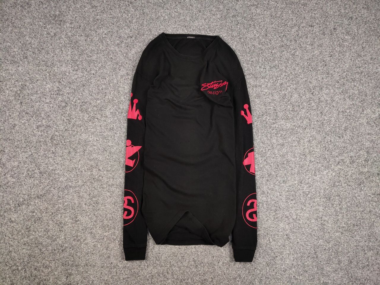 Stussy Vintage 90's Stussy Design Black Long Sleeve Red Logos Size US M / EU 48-50 / 2 - 1 Thumbnail