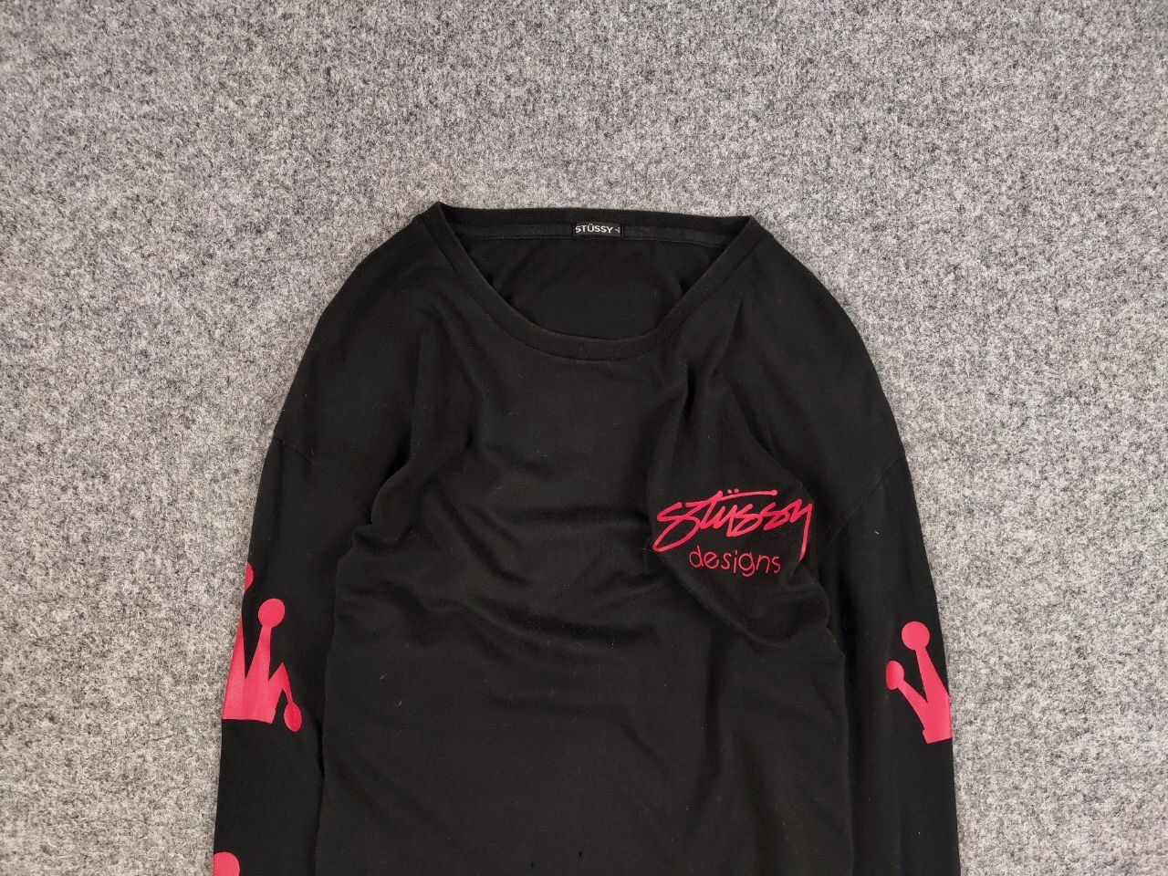 Stussy Vintage 90's Stussy Design Black Long Sleeve Red Logos Size US M / EU 48-50 / 2 - 8 Thumbnail