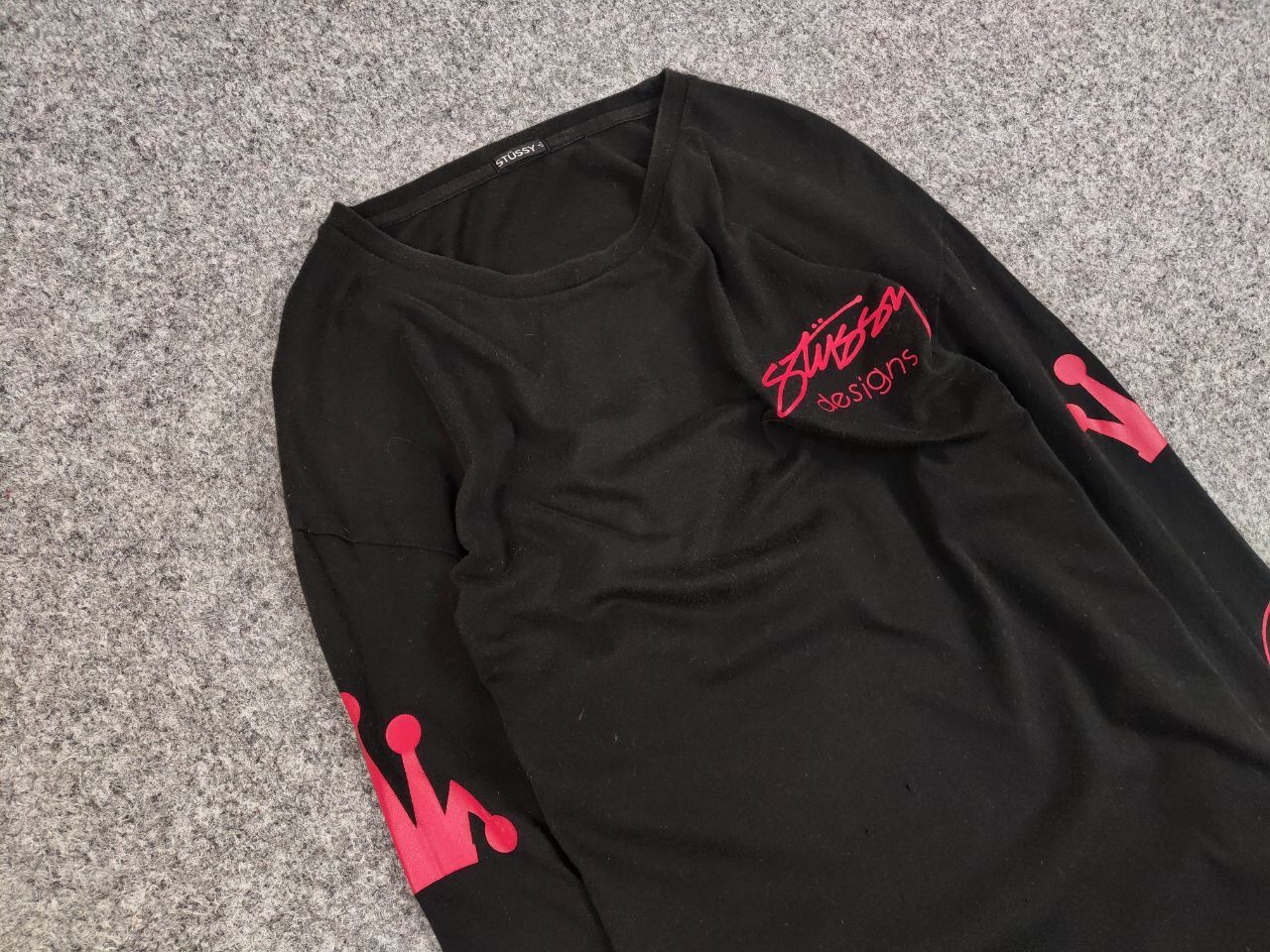 Stussy Vintage 90's Stussy Design Black Long Sleeve Red Logos Size US M / EU 48-50 / 2 - 7 Thumbnail