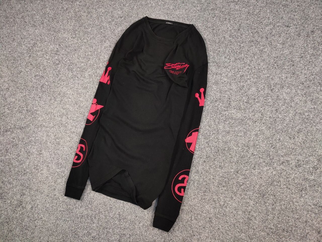 Stussy Vintage 90's Stussy Design Black Long Sleeve Red Logos Size US M / EU 48-50 / 2 - 3 Thumbnail