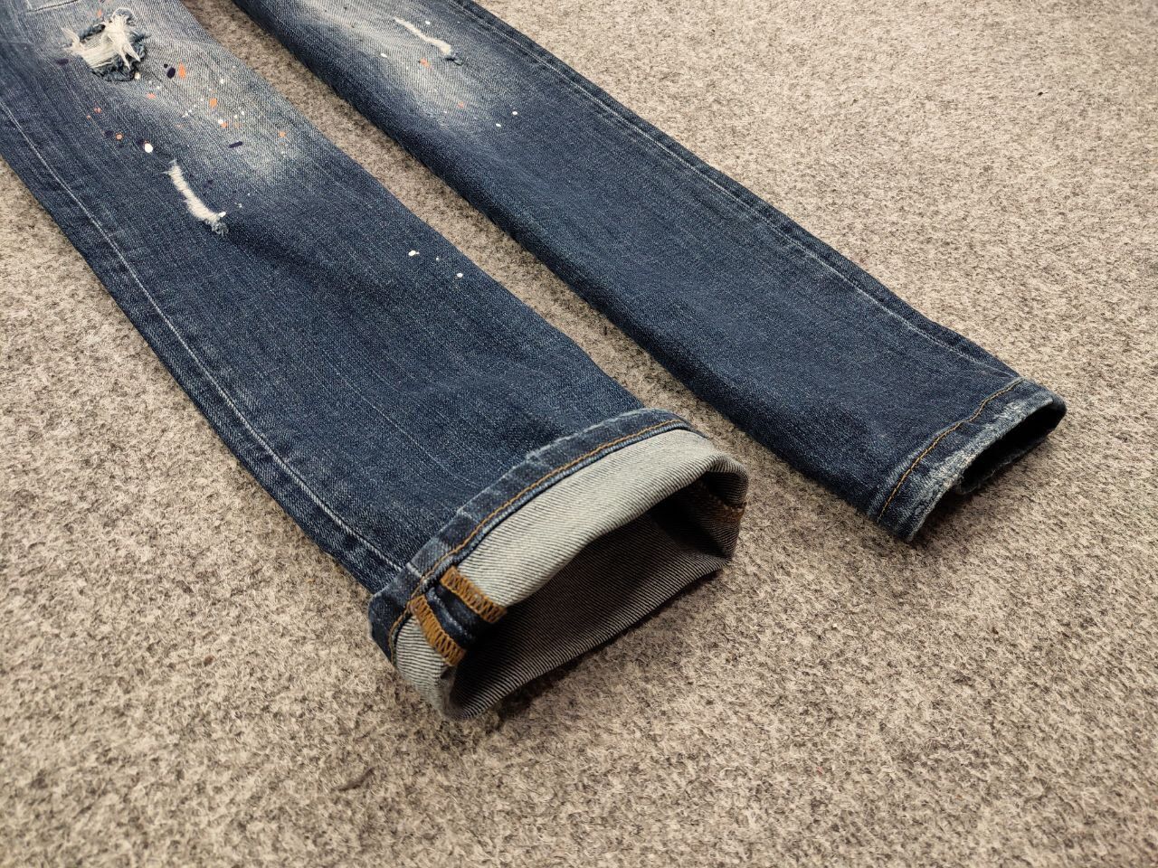 Japanese Brand Designer My Brand Slim Jeans Distressed Paint Blue Denim Size US 33 - 11 Thumbnail