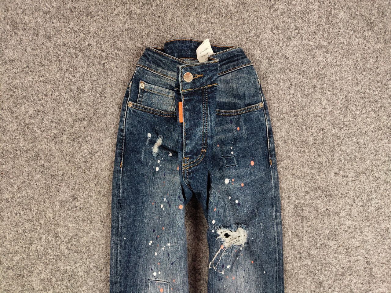 Japanese Brand Designer My Brand Slim Jeans Distressed Paint Blue Denim Size US 33 - 6 Thumbnail