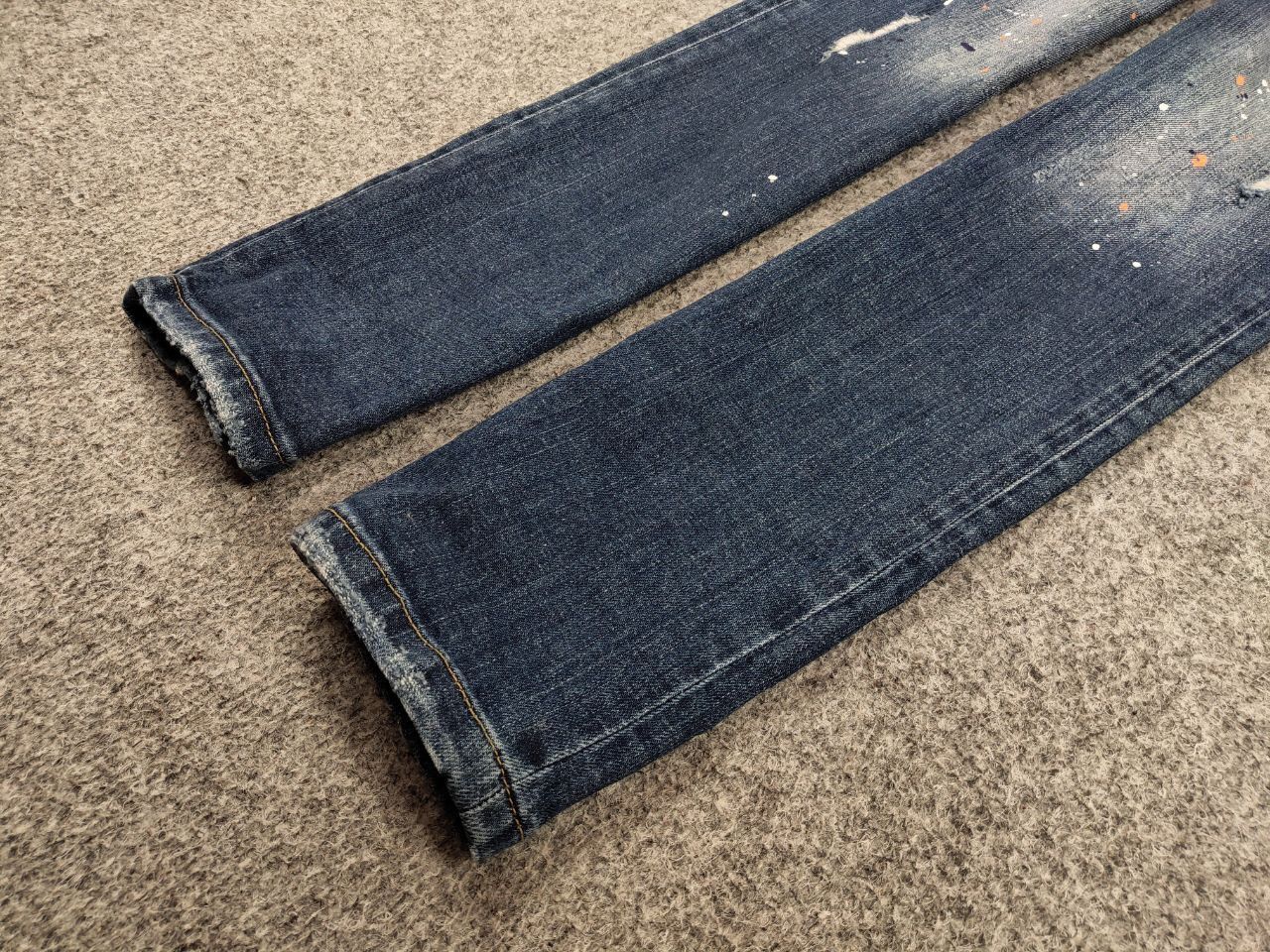 Japanese Brand Designer My Brand Slim Jeans Distressed Paint Blue Denim Size US 33 - 4 Thumbnail