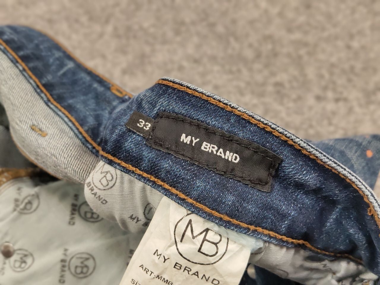Japanese Brand Designer My Brand Slim Jeans Distressed Paint Blue Denim Size US 33 - 22 Thumbnail