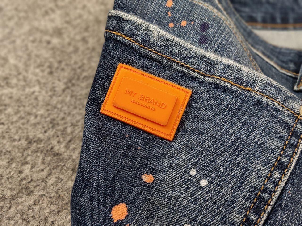 Japanese Brand Designer My Brand Slim Jeans Distressed Paint Blue Denim Size US 33 - 20 Thumbnail