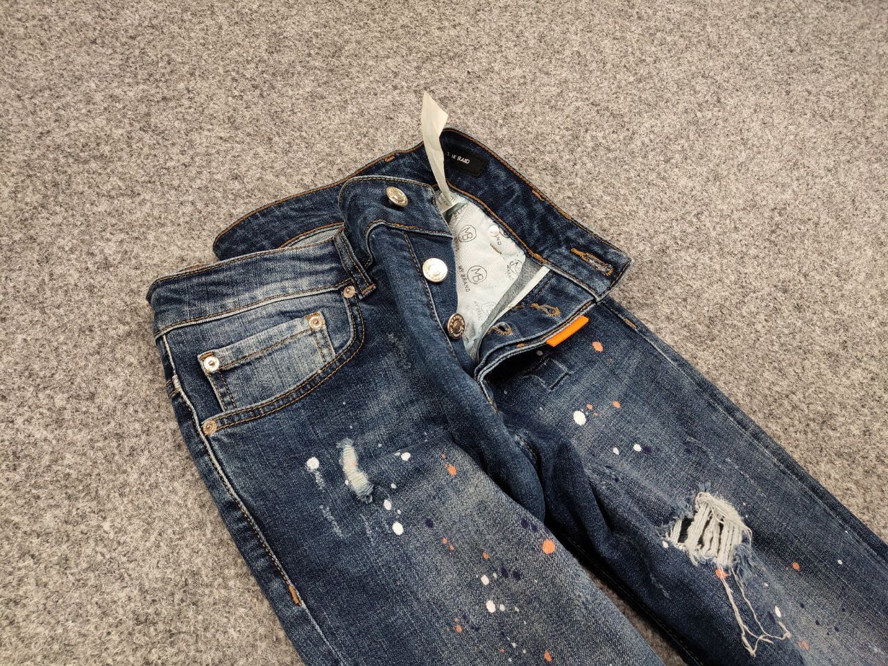 Japanese Brand Designer My Brand Slim Jeans Distressed Paint Blue Denim Size US 33 - 14 Thumbnail