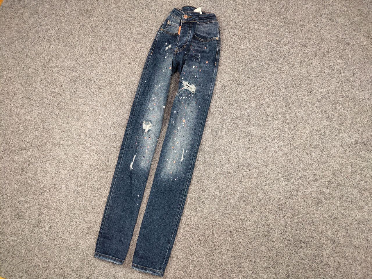 Japanese Brand Designer My Brand Slim Jeans Distressed Paint Blue Denim Size US 33 - 2 Thumbnail