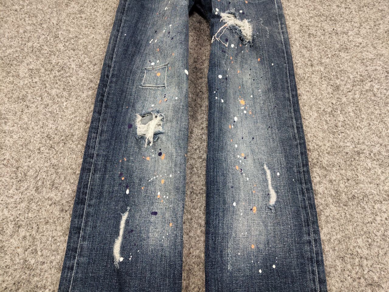 Japanese Brand Designer My Brand Slim Jeans Distressed Paint Blue Denim Size US 33 - 8 Thumbnail
