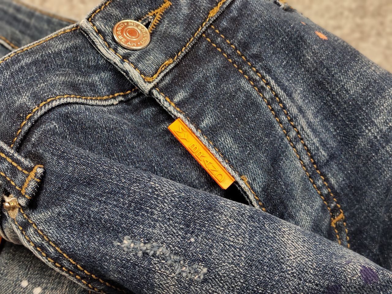 Japanese Brand Designer My Brand Slim Jeans Distressed Paint Blue Denim Size US 33 - 21 Thumbnail