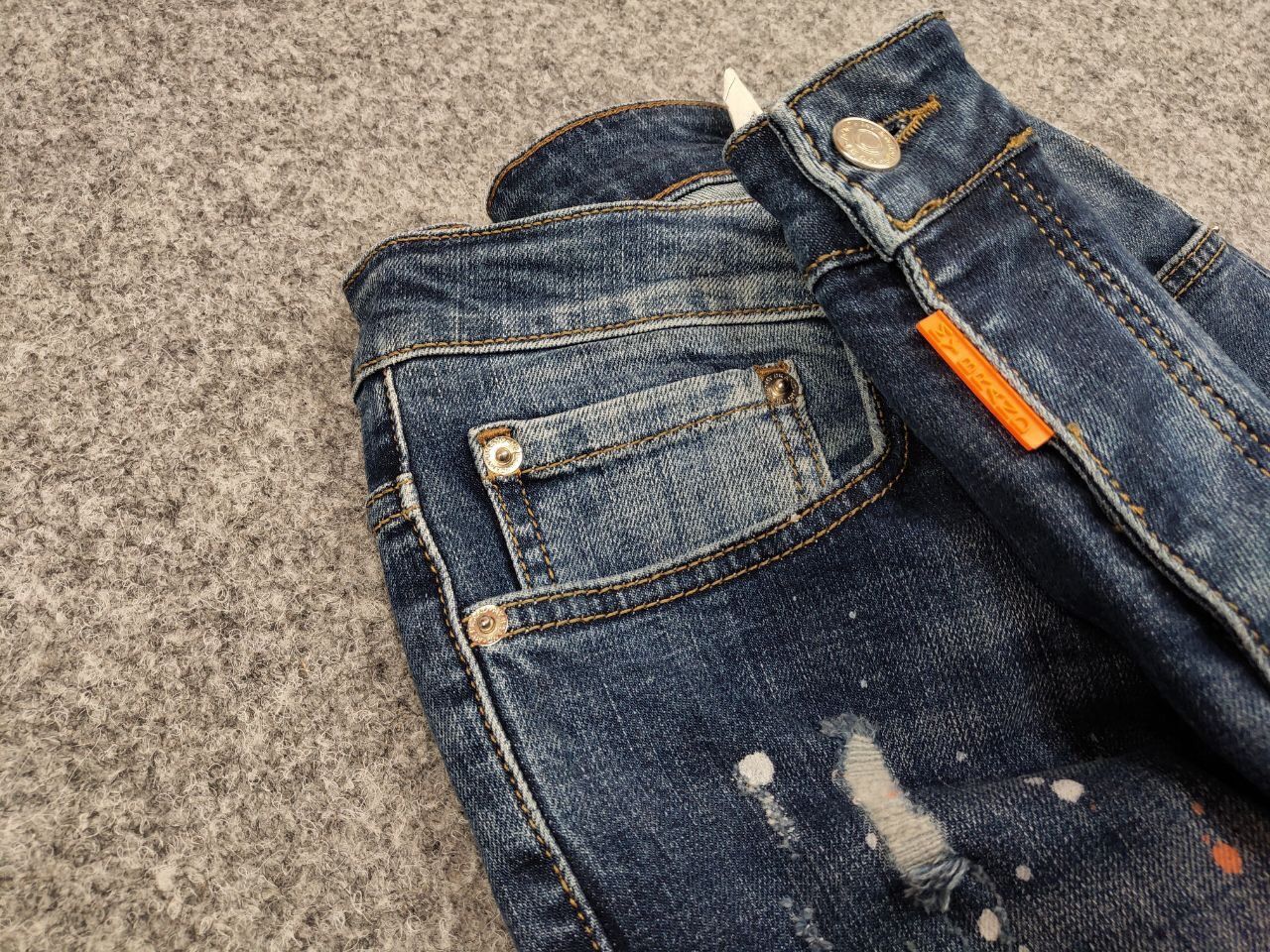 Japanese Brand Designer My Brand Slim Jeans Distressed Paint Blue Denim Size US 33 - 13 Thumbnail