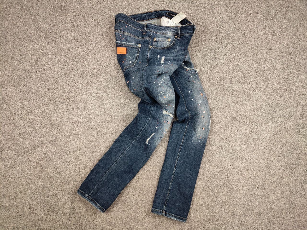 Japanese Brand Designer My Brand Slim Jeans Distressed Paint Blue Denim Size US 33 - 18 Thumbnail