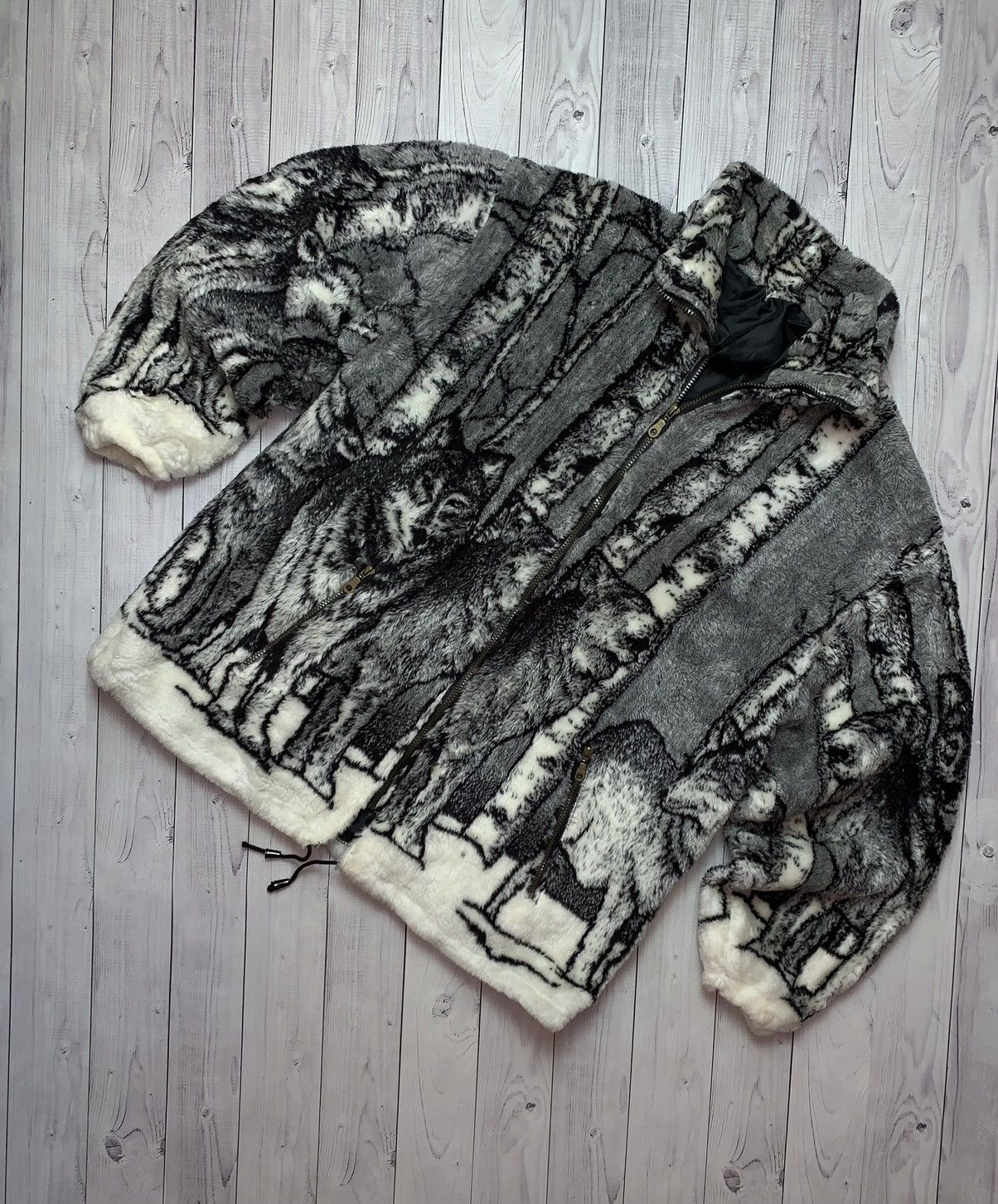 Vintage Fleece jacket Wolf eagle size XL