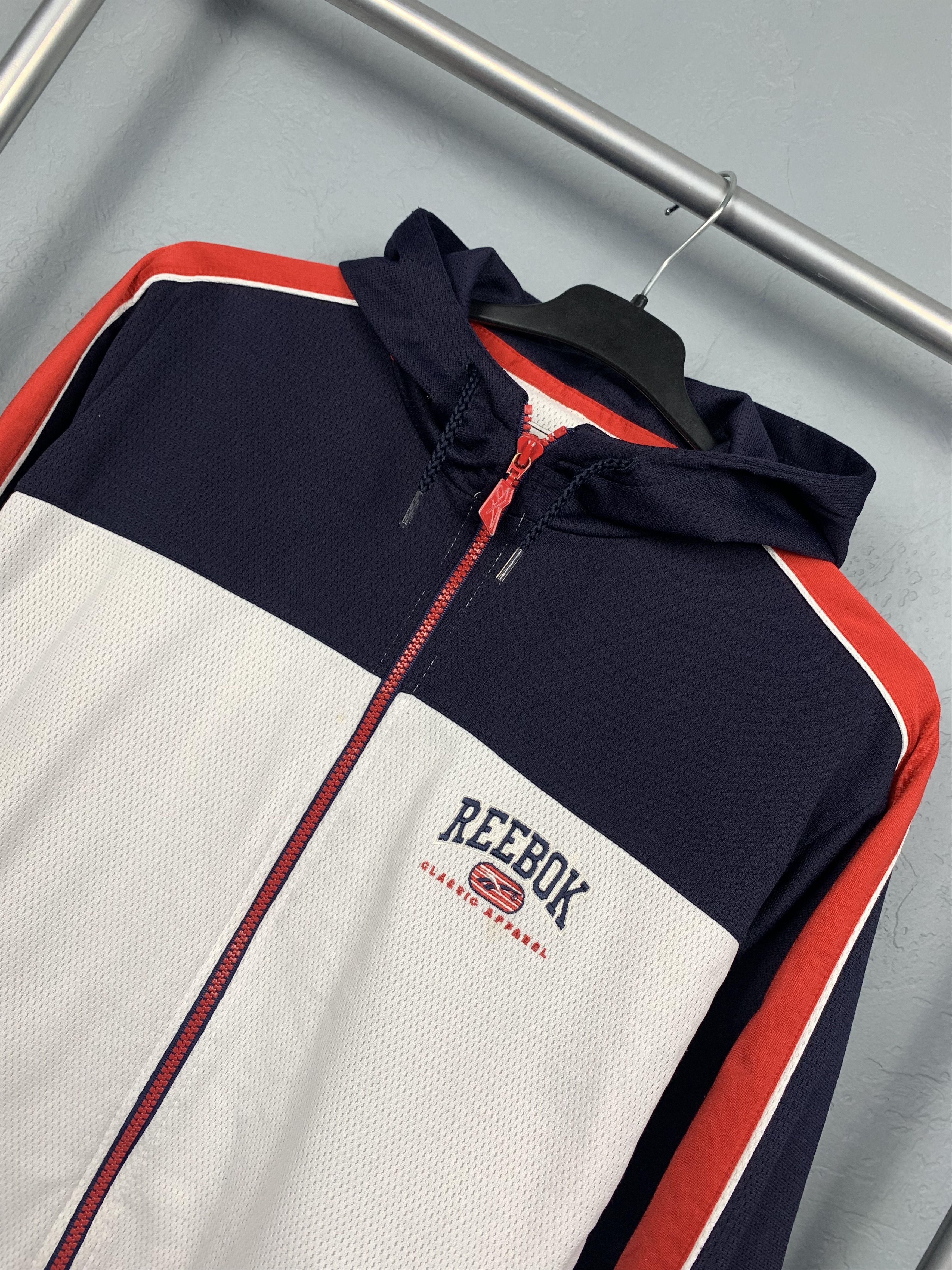 Reebok × Vintage Reebok 90s Vintage Mens Zip Hoodie Size US S / EU 44-46 / 1 - 2 Thumbnail
