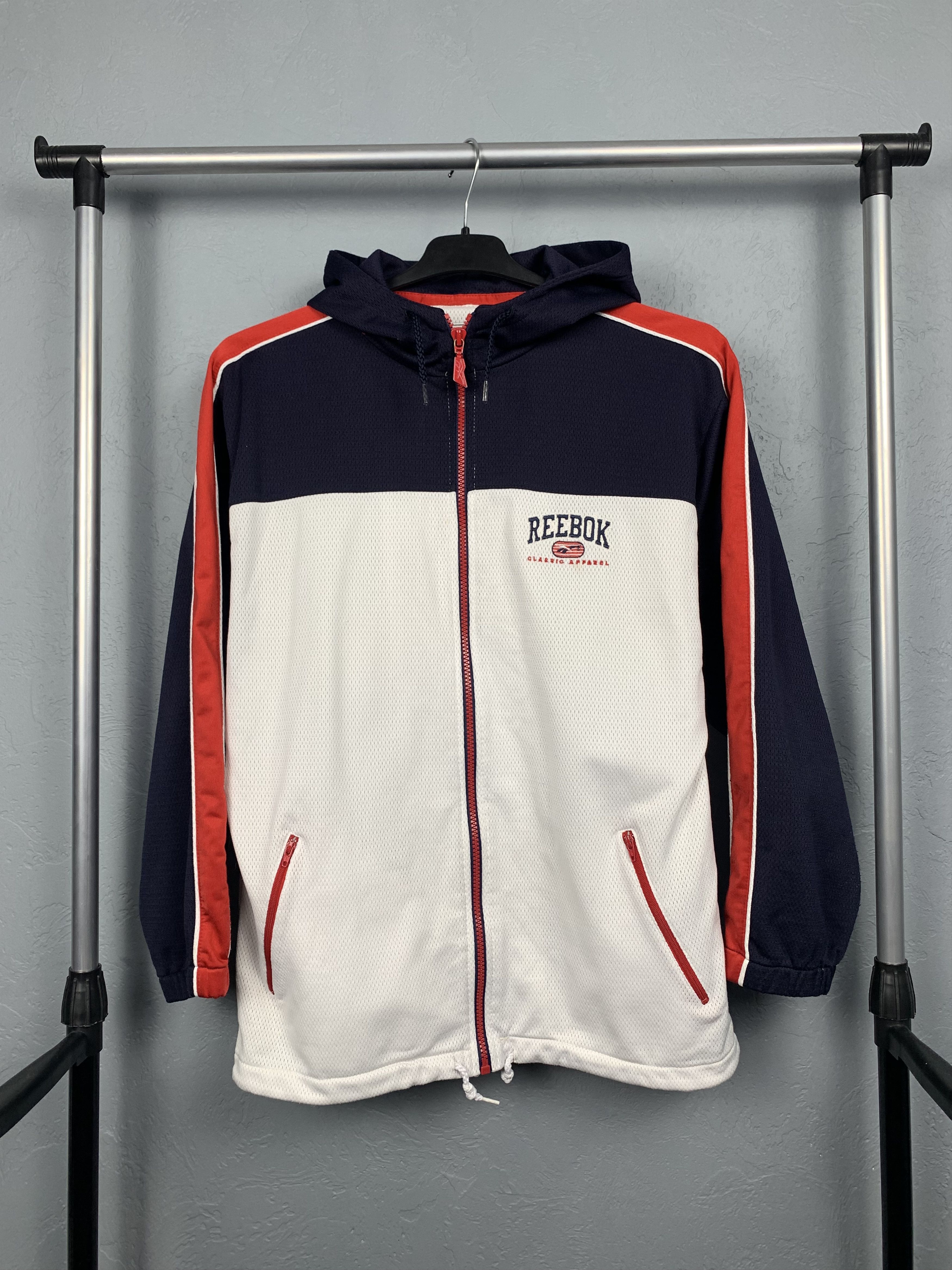 Reebok × Vintage Reebok 90s Vintage Mens Zip Hoodie Size US S / EU 44-46 / 1 - 1 Thumbnail