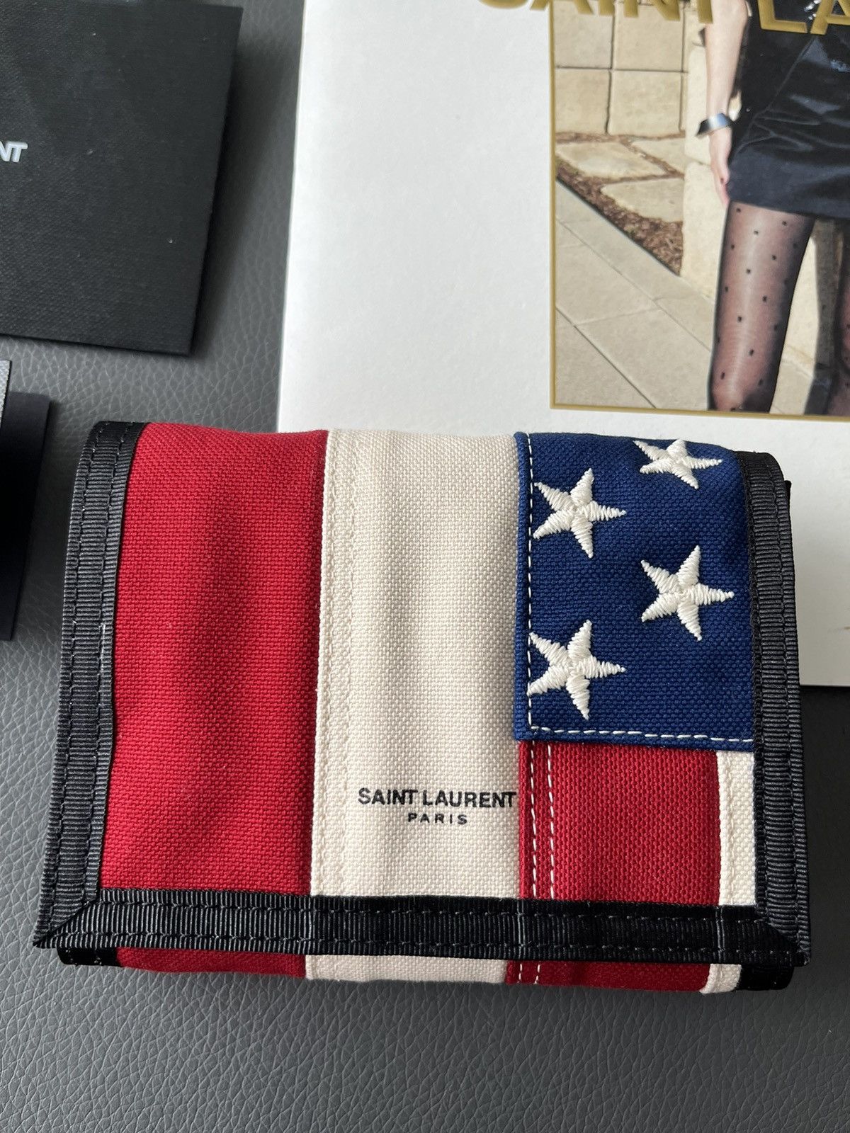 Hedi Slimane × Saint Laurent Paris × Yves Saint Laurent Brand New Limited Edition Super Rare US Flag Logo Wallet Size ONE SIZE - 2 Thumbnail