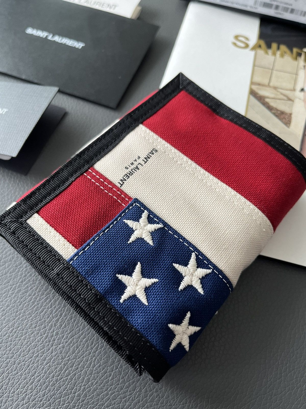 Hedi Slimane × Saint Laurent Paris × Yves Saint Laurent Brand New Limited Edition Super Rare US Flag Logo Wallet Size ONE SIZE - 15 Thumbnail