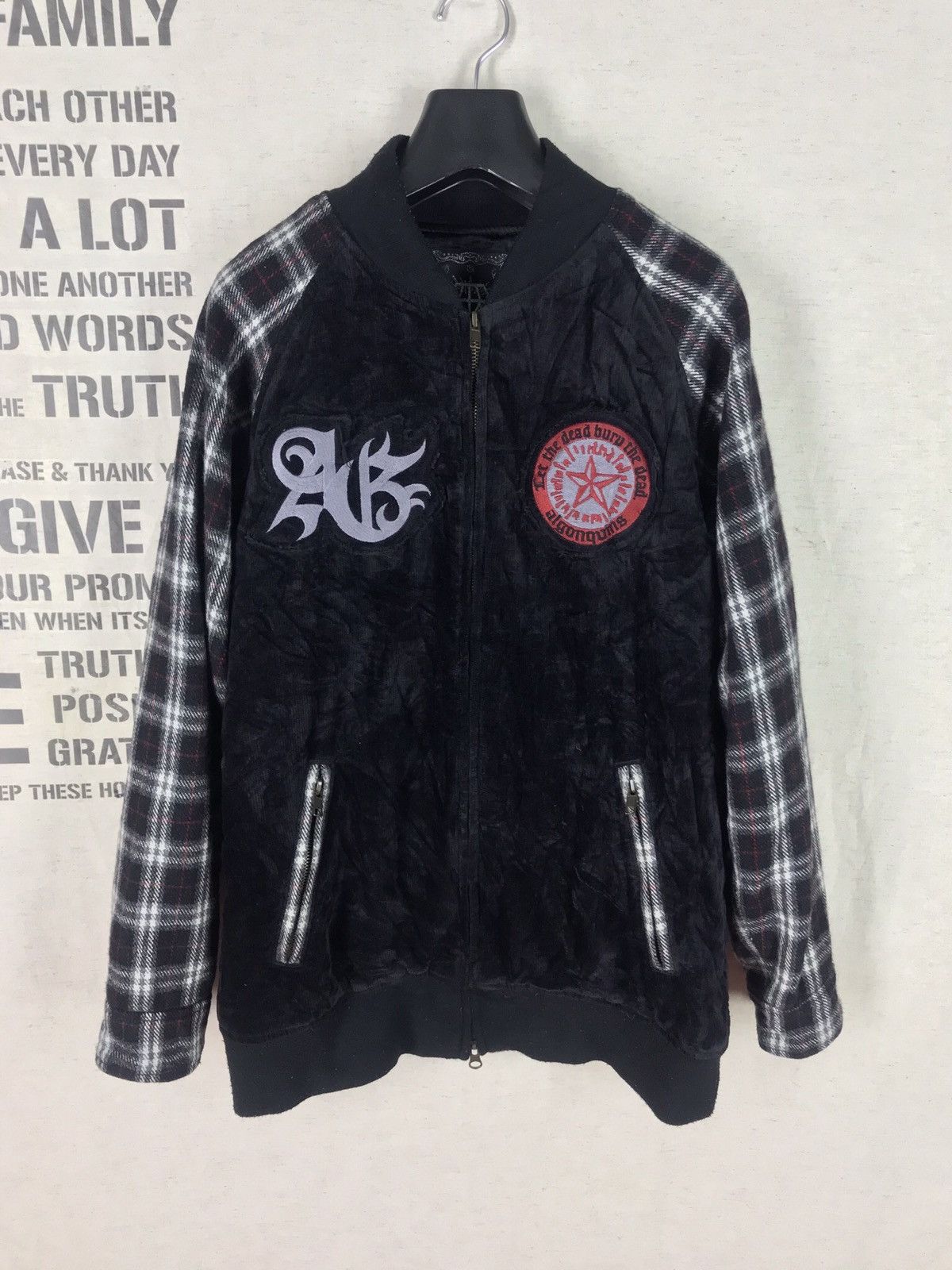Japanese Brand ALGONQUIN PUNK SEDITIONARIES PATCH CHECKED SLEEVE Size US S / EU 44-46 / 1 - 2 Thumbnail