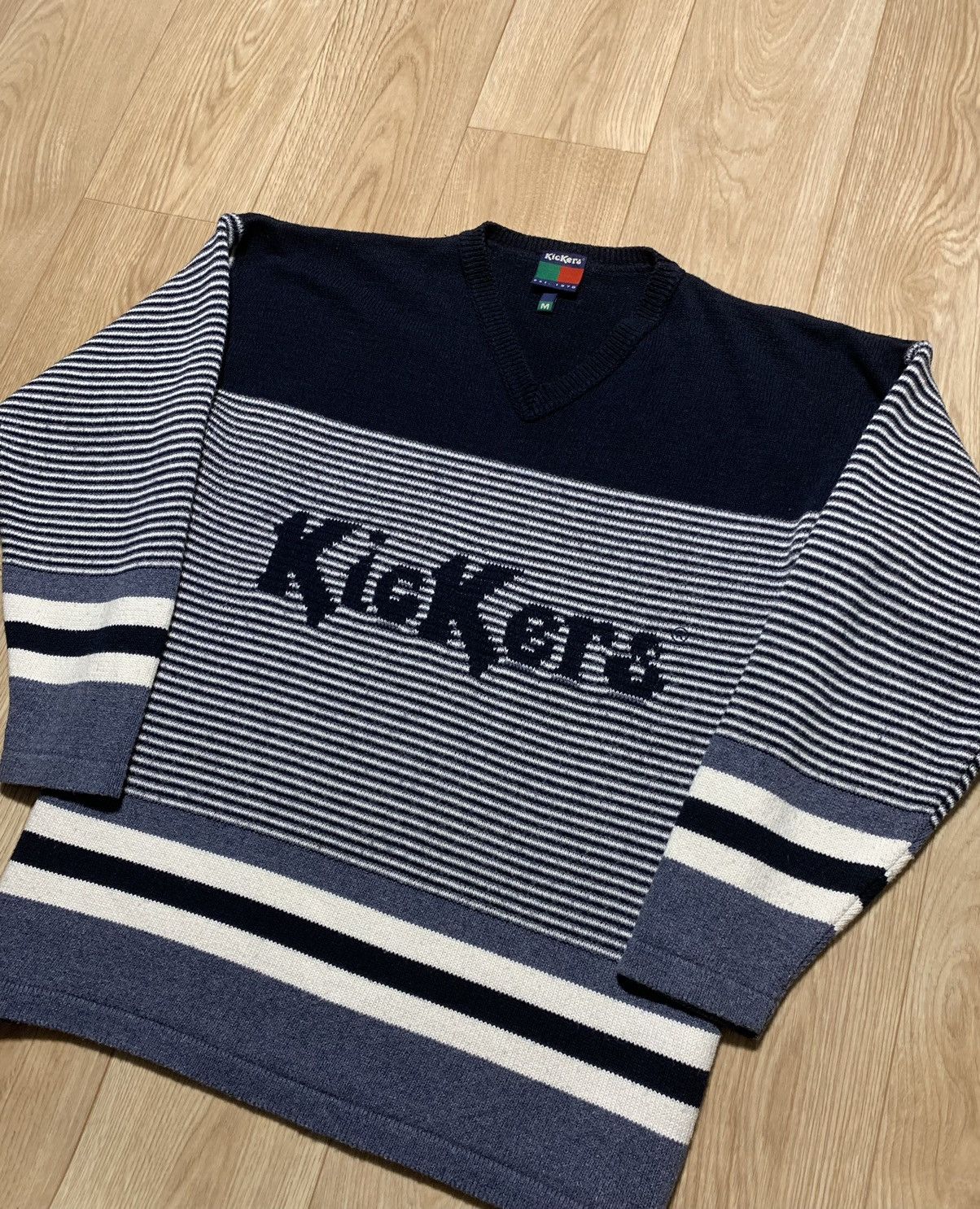 Kickers KicKers Striped Big Logo Vintage Sweater Size US M / EU 48-50 / 2 - 2 Thumbnail