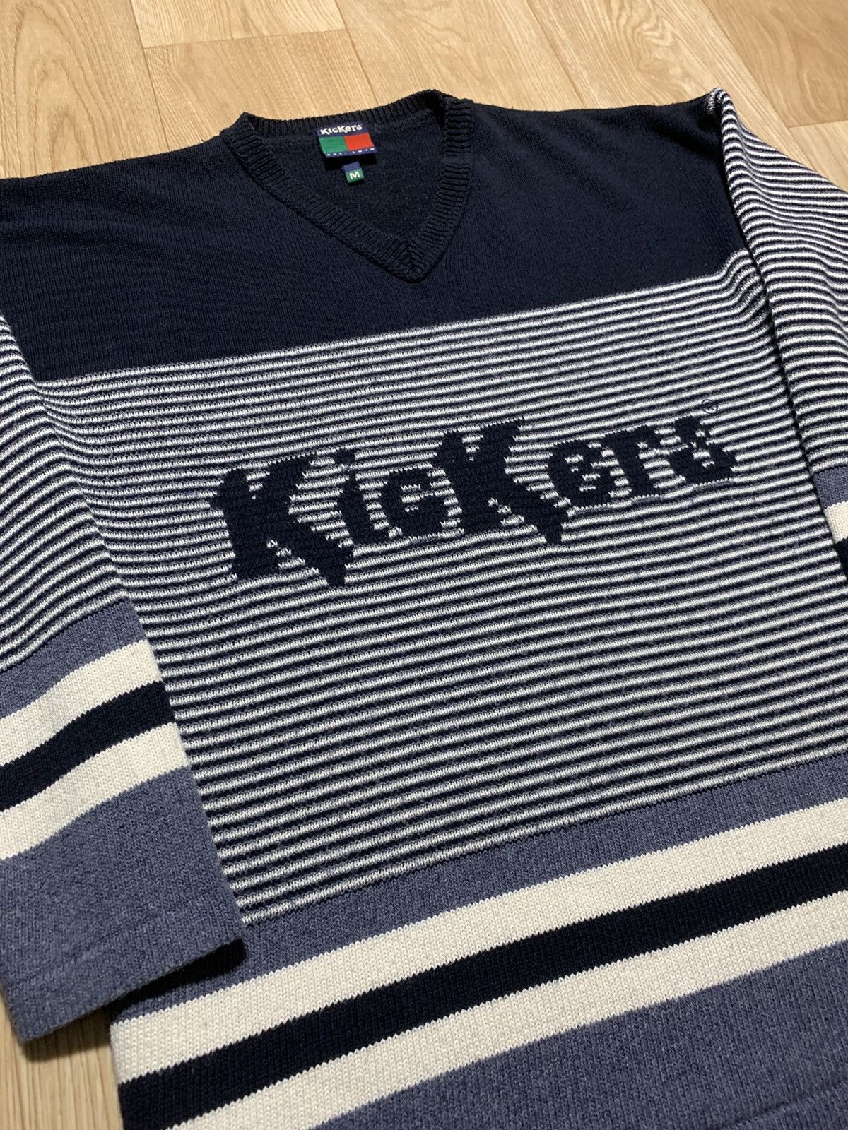 Kickers KicKers Striped Big Logo Vintage Sweater Size US M / EU 48-50 / 2 - 3 Thumbnail