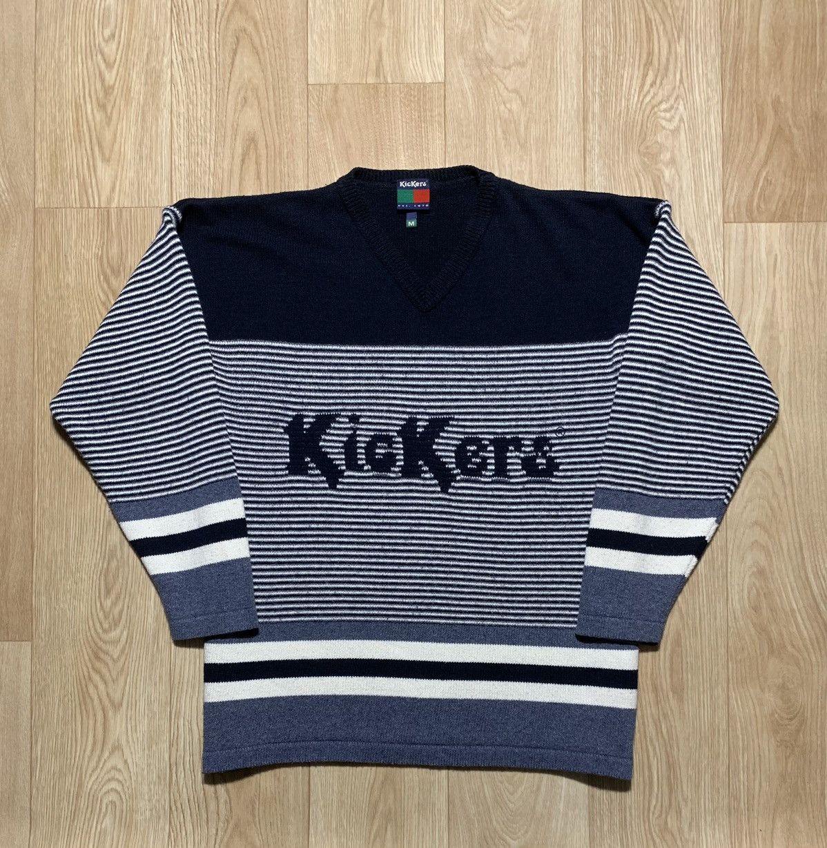 Kickers KicKers Striped Big Logo Vintage Sweater Size US M / EU 48-50 / 2 - 1 Thumbnail
