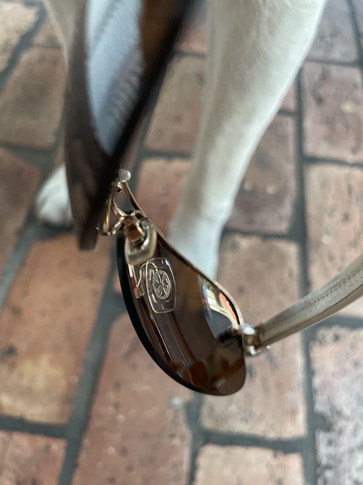 Chrome Hearts CHROME HEARTS Brown Lens White Leather Sunglasses Size ONE SIZE - 15 Thumbnail