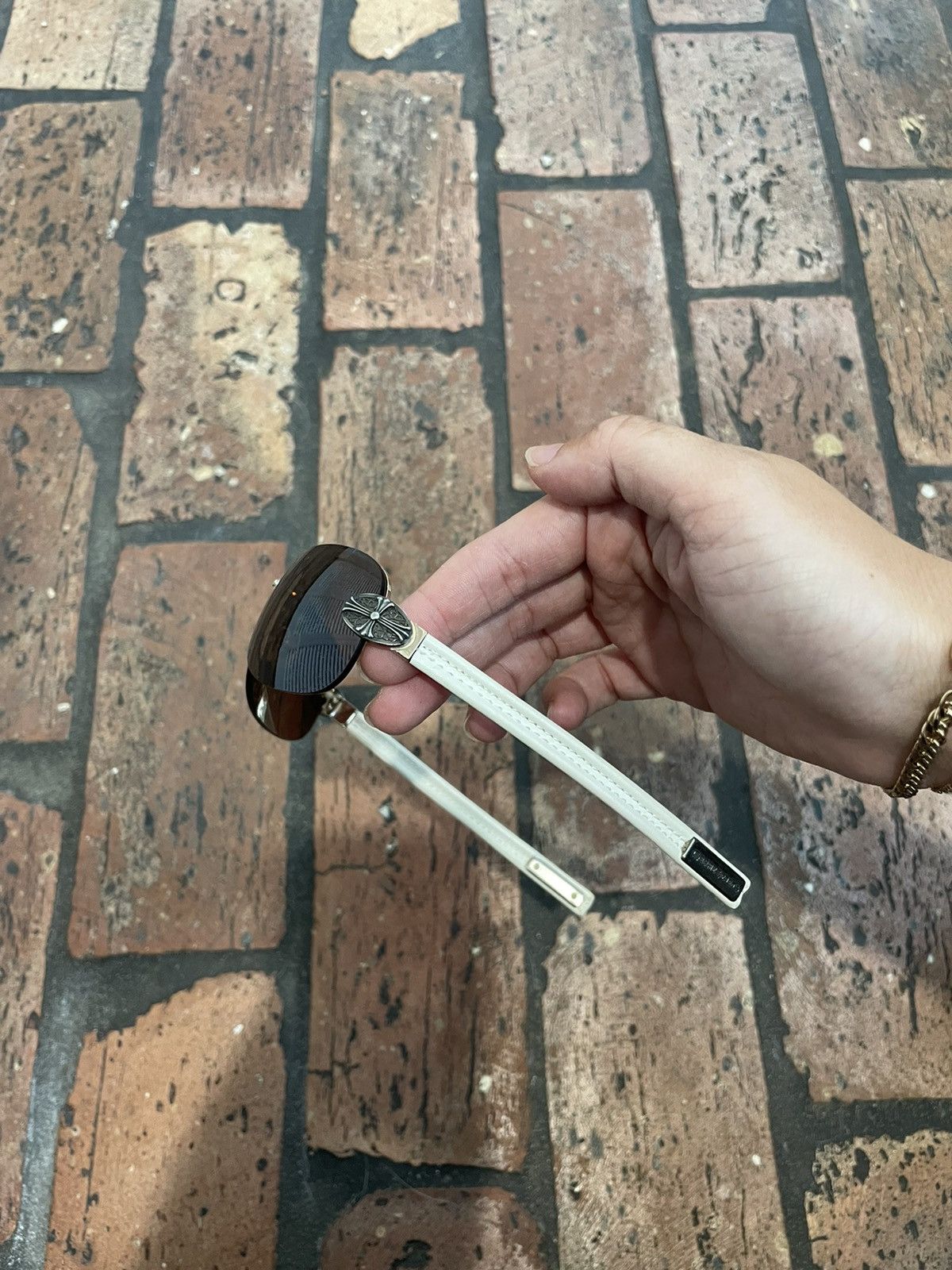 Chrome Hearts CHROME HEARTS Brown Lens White Leather Sunglasses Size ONE SIZE - 5 Thumbnail